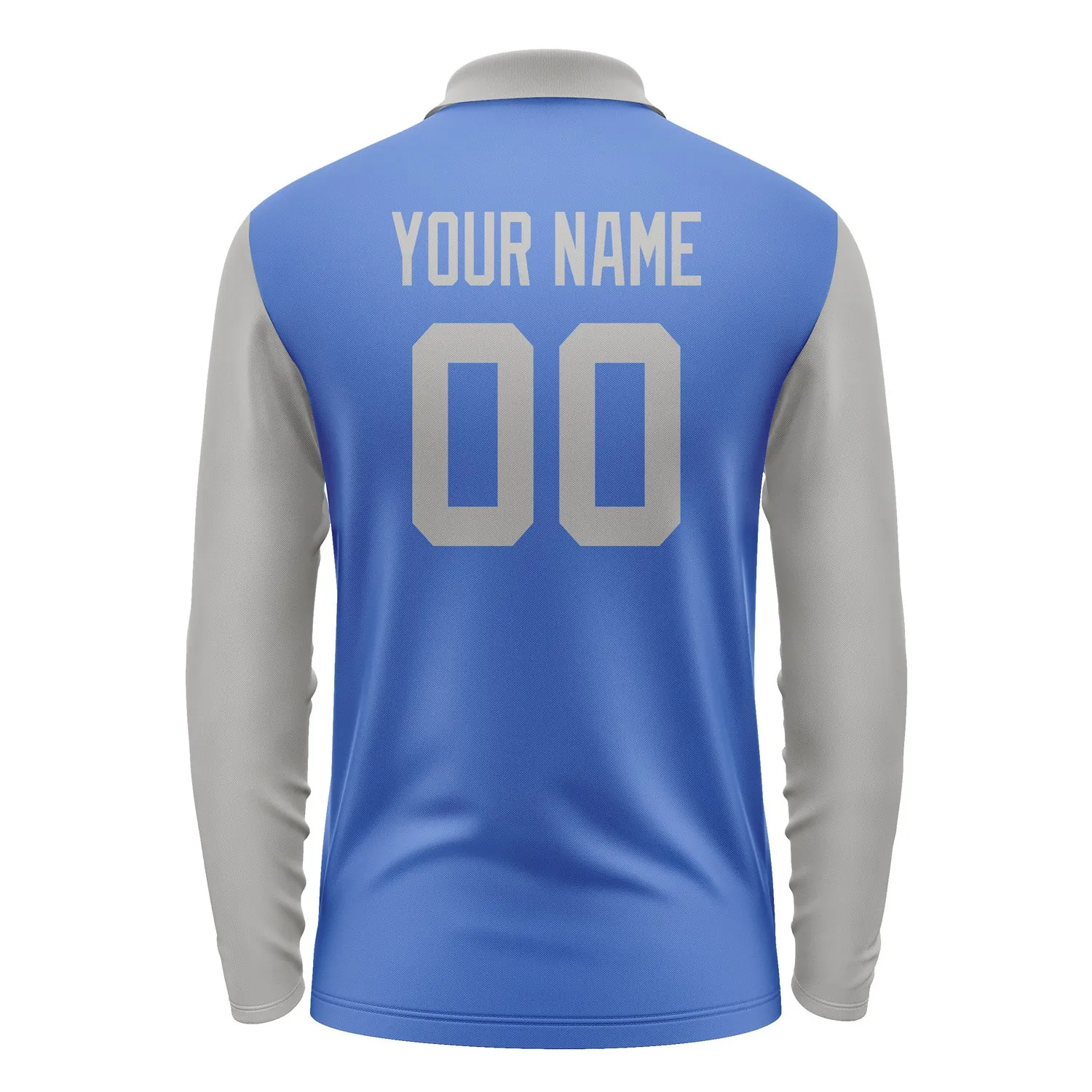 Custom Sky Blue Gray Long Sleeve Polo Shirt sold by Tailorly product image thumbnail 3
