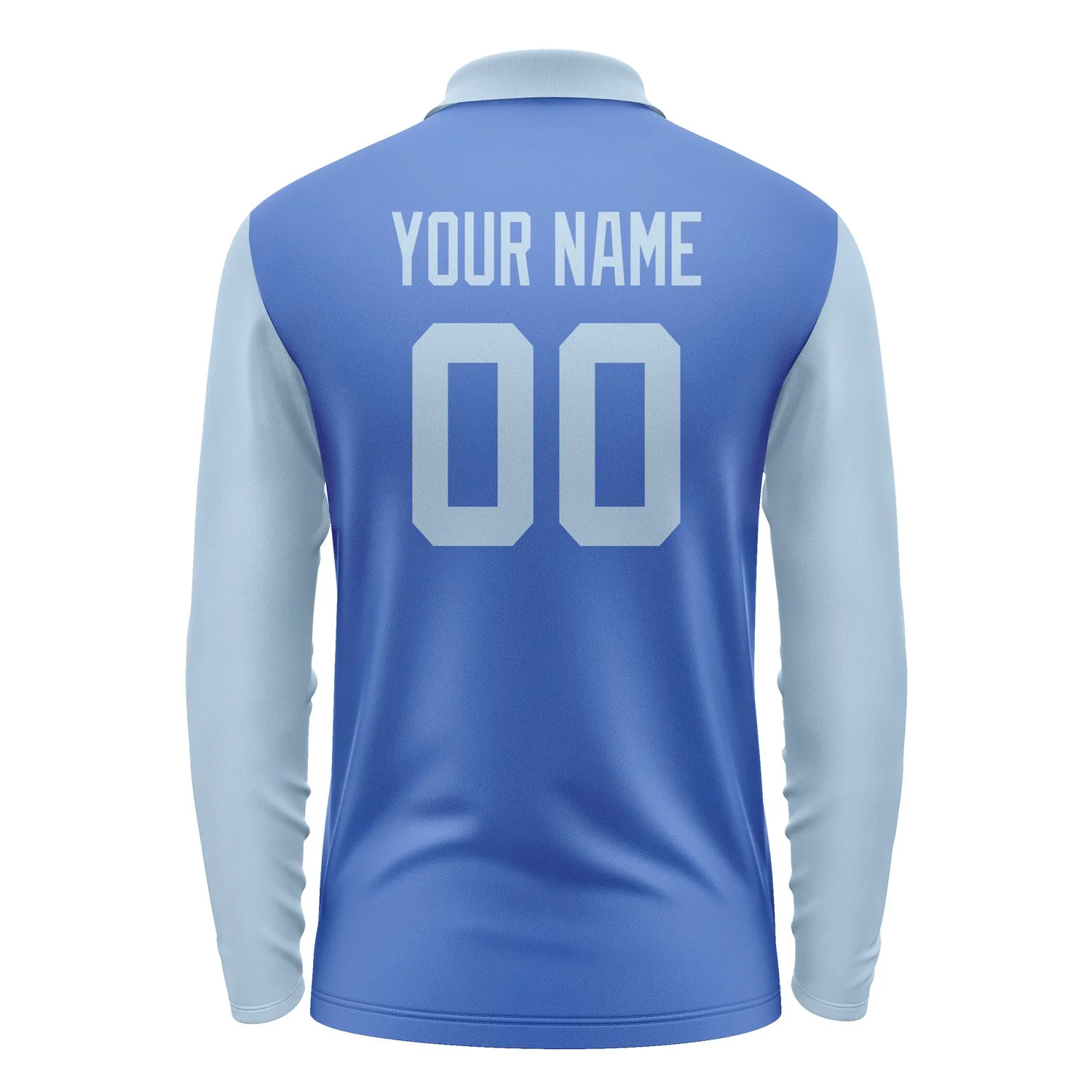 Custom Sky Blue Light Blue Long Sleeve Polo Shirt sold by Tailorly product image thumbnail 3