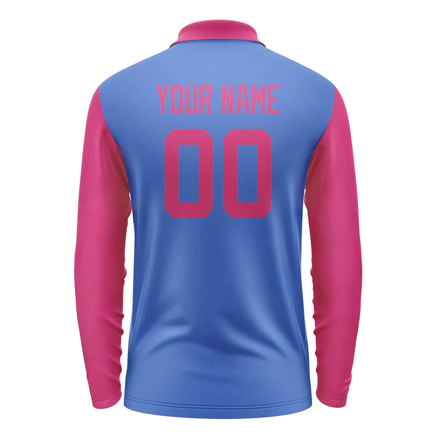 Custom Sky Blue Pink Long Sleeve Polo Shirt sold by Tailorly product image thumbnail 3