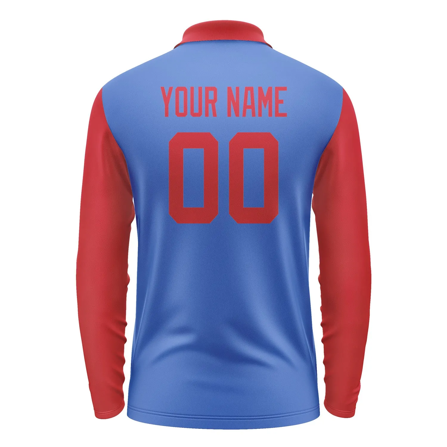 Custom Sky Blue Red Long Sleeve Polo Shirt sold by Tailorly product image thumbnail 3