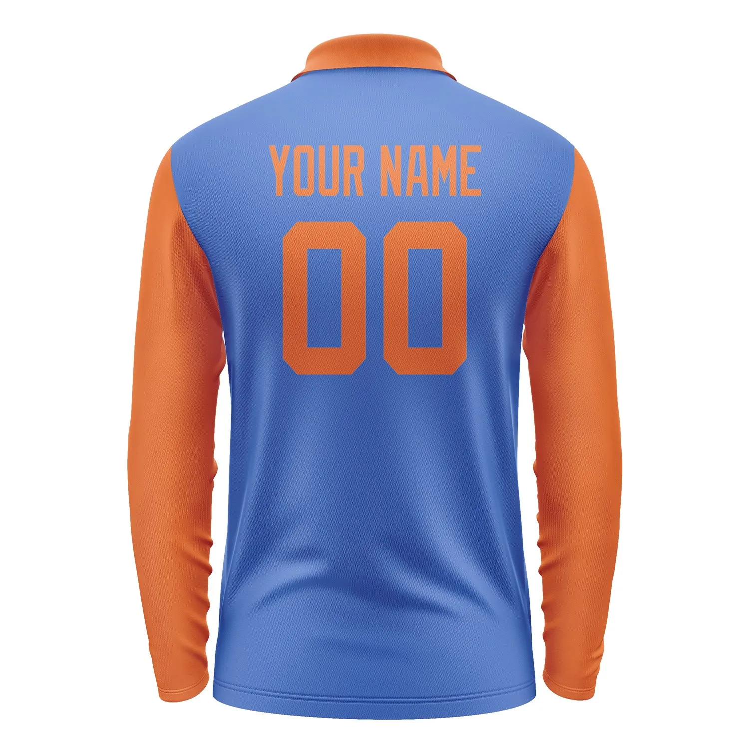 Custom Sky Blue Orange Long Sleeve Polo Shirt sold by Tailorly product image thumbnail 3