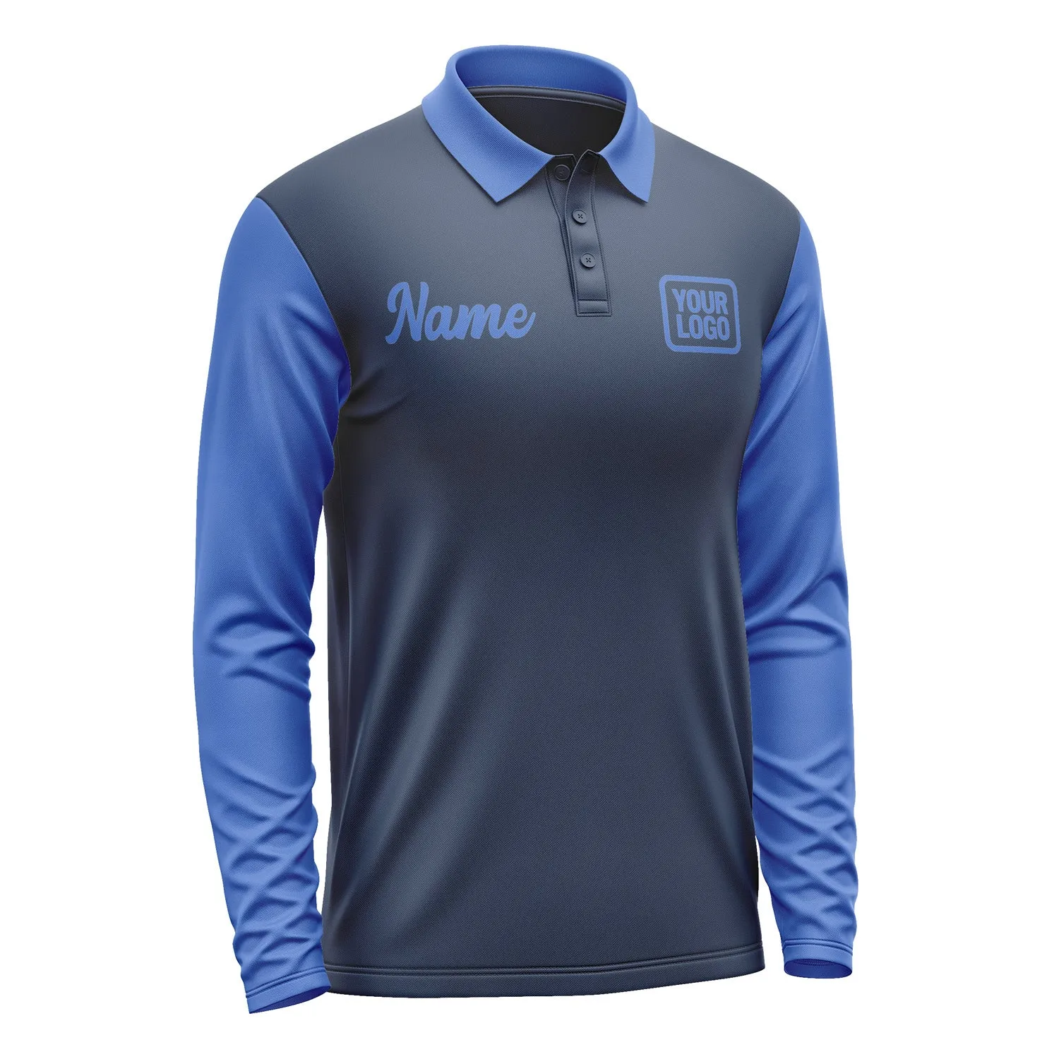 Custom Blue Sky Blue Long Sleeve Polo Shirt sold by Tailorly product image thumbnail 4