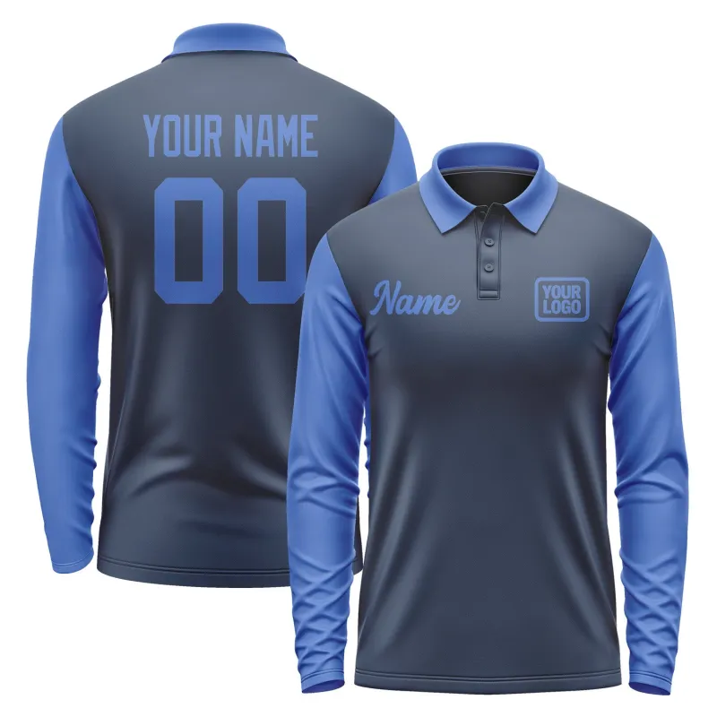 Custom Blue Sky Blue Long Sleeve Polo Shirt sold by Tailorly