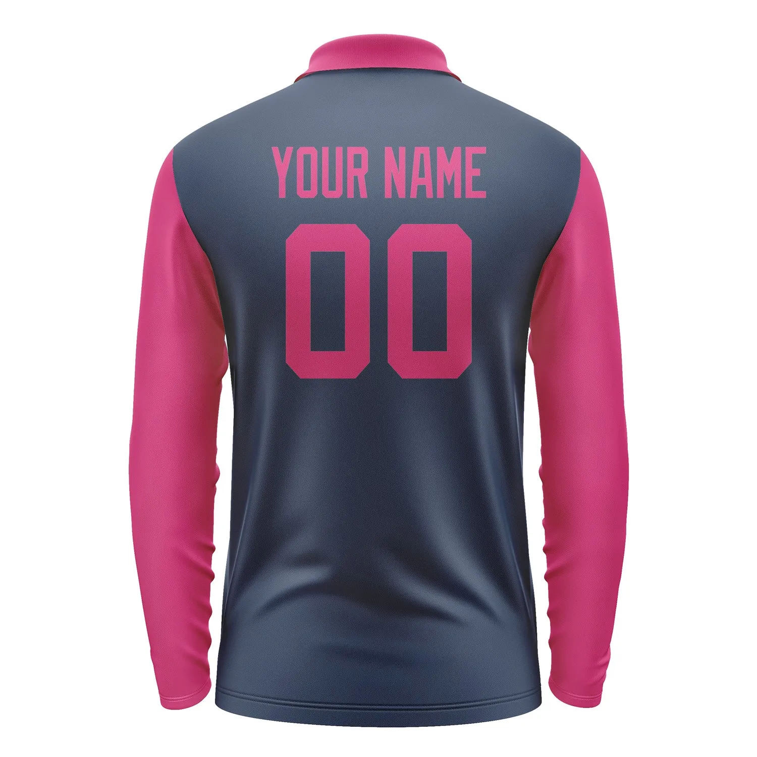 Custom Blue Pink Long Sleeve Polo Shirt sold by Tailorly product image thumbnail 3