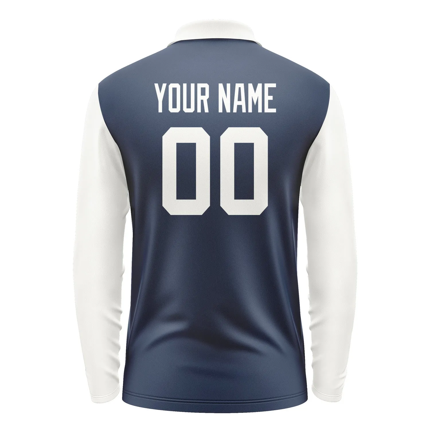 Custom Blue White Long Sleeve Polo Shirt sold by Tailorly product image thumbnail 3