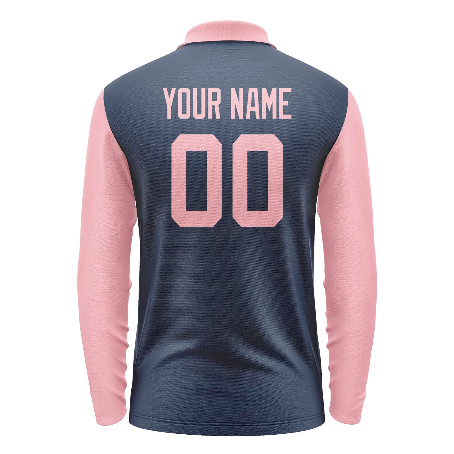 Custom Blue Light Pink Long Sleeve Polo Shirt sold by Tailorly product image thumbnail 3