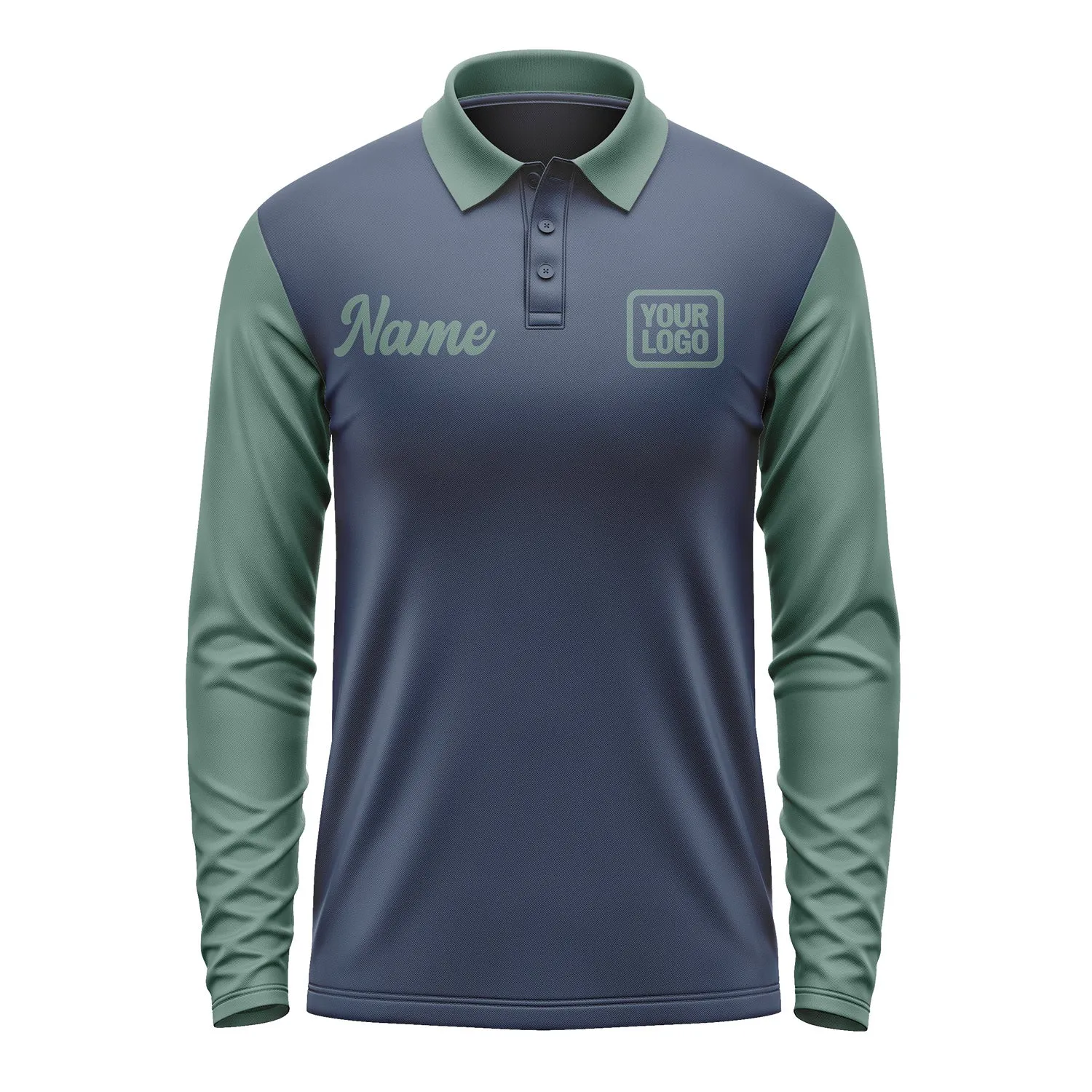 Custom Blue Blue Green Long Sleeve Polo Shirt sold by Tailorly product image thumbnail 2