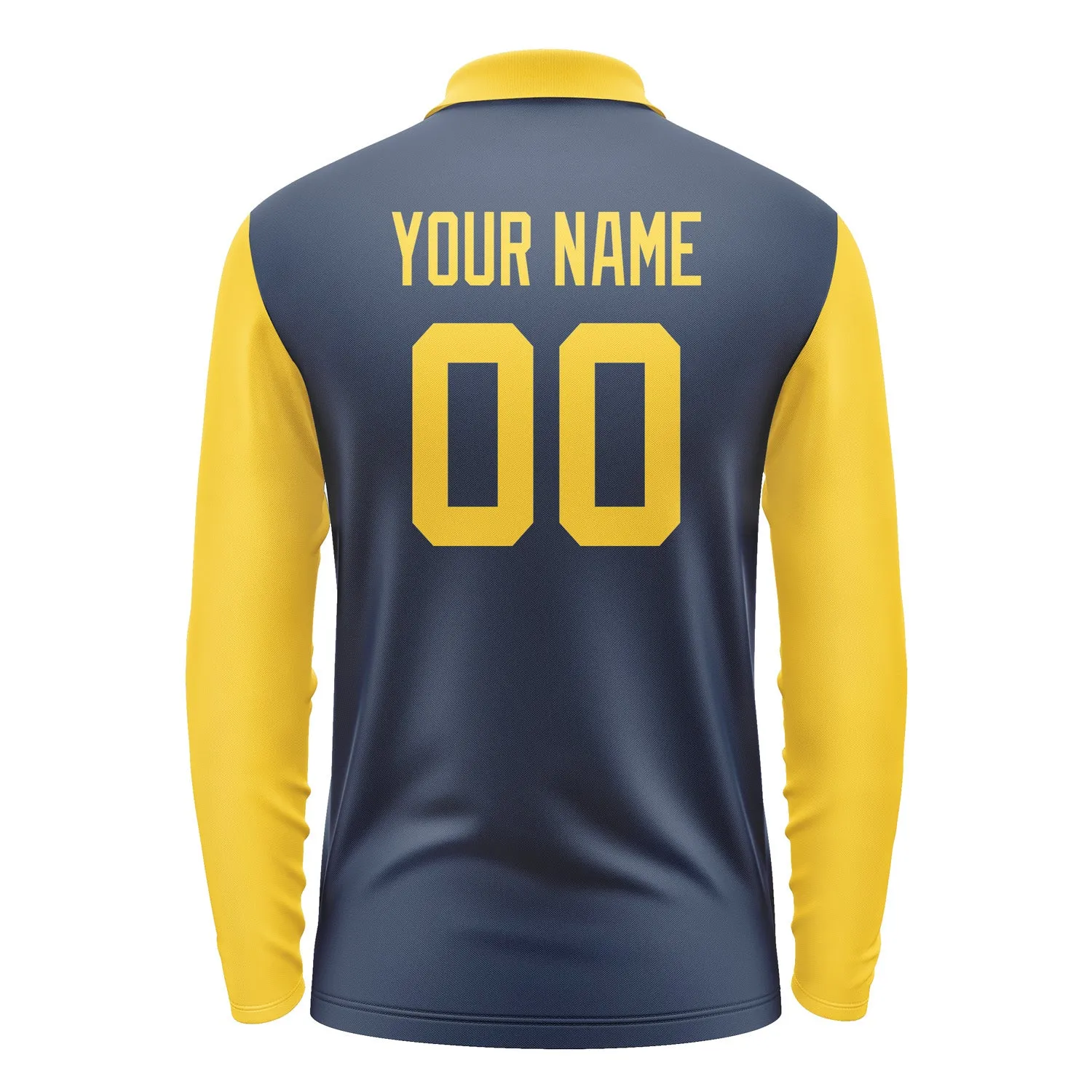 Custom Blue Gold Long Sleeve Polo Shirt sold by Tailorly product image thumbnail 3