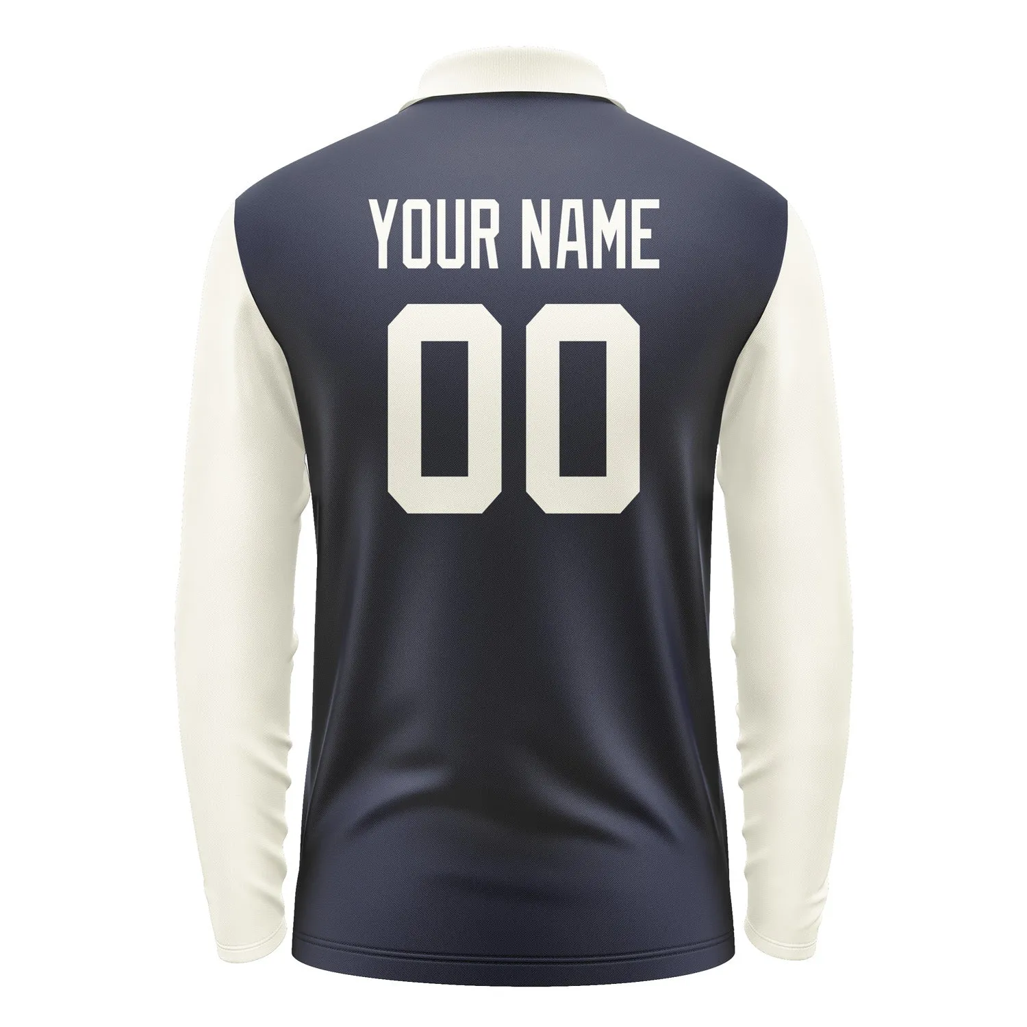 Custom Navy Cream Long Sleeve Polo Shirt sold by Tailorly product image thumbnail 3