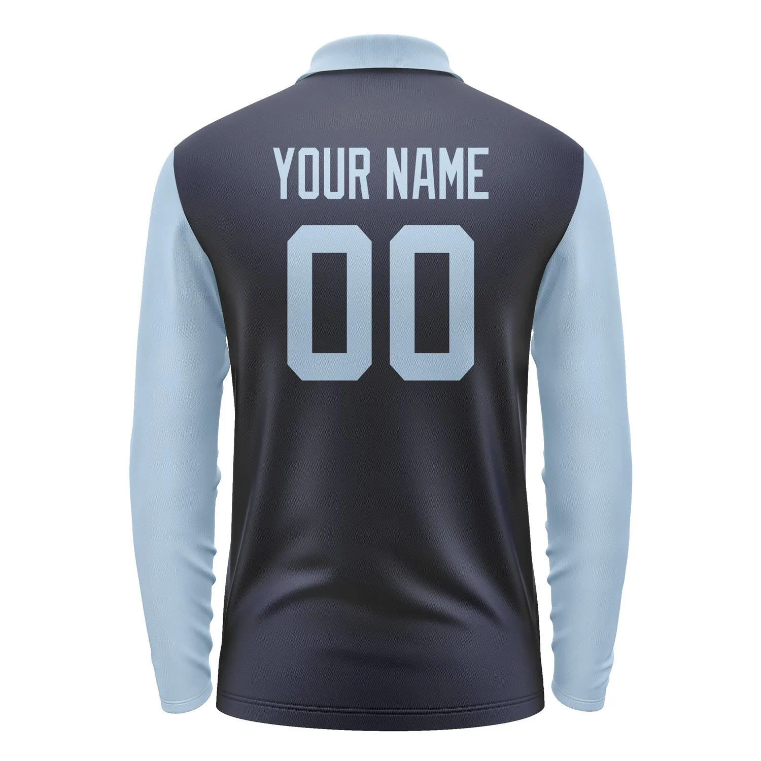 Custom Navy Light Blue Long Sleeve Polo Shirt sold by Tailorly product image thumbnail 3