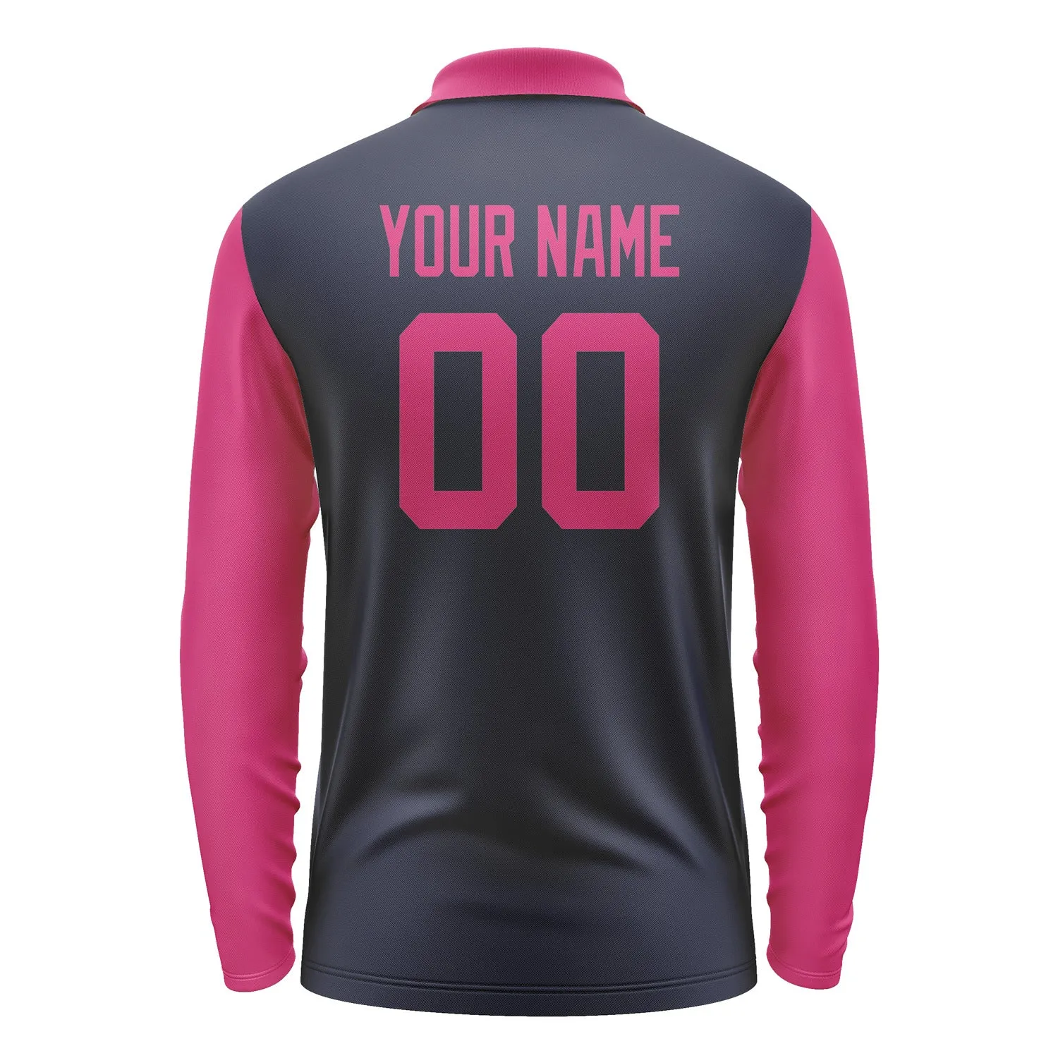 Custom Navy Pink Long Sleeve Polo Shirt sold by Tailorly product image thumbnail 3