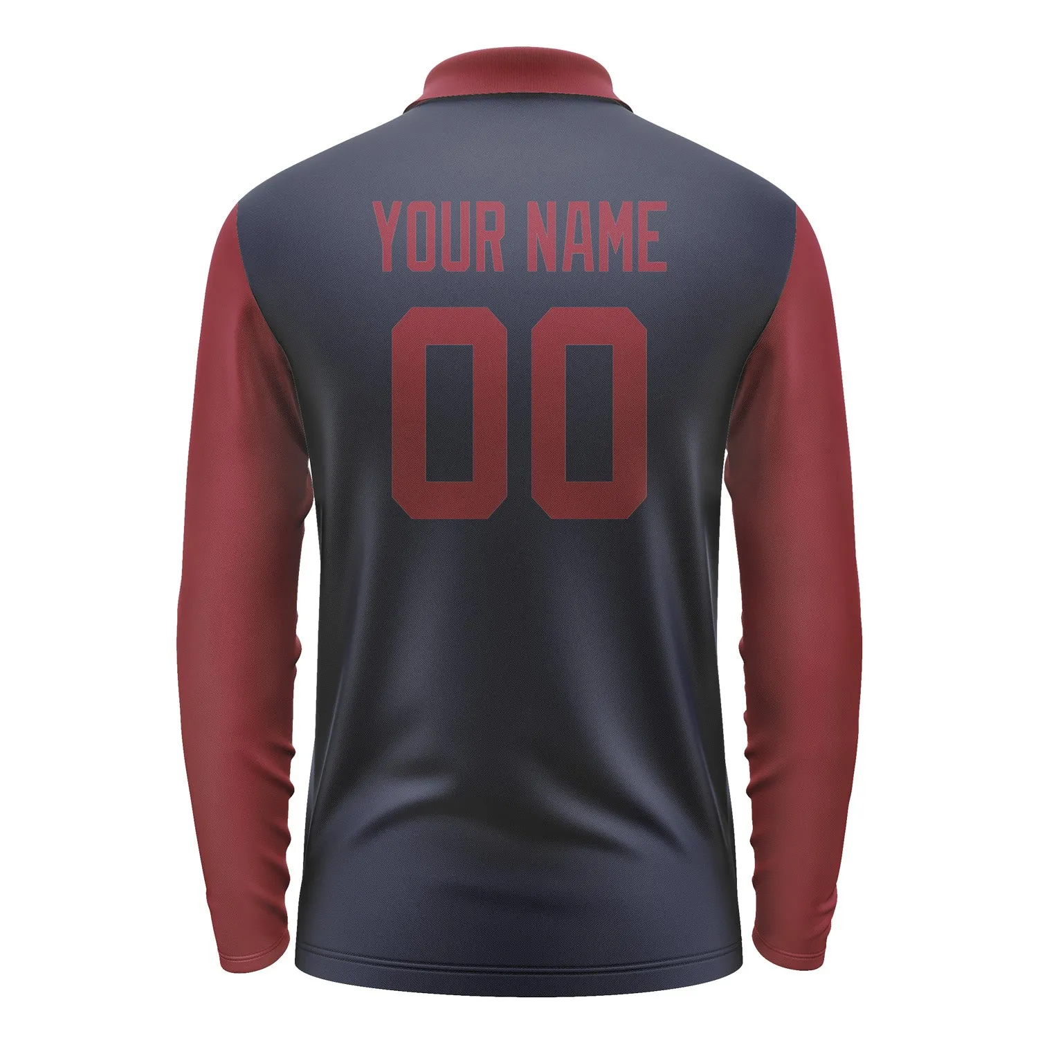 Custom Navy Crimson Red Long Sleeve Polo Shirt sold by Tailorly product image thumbnail 3