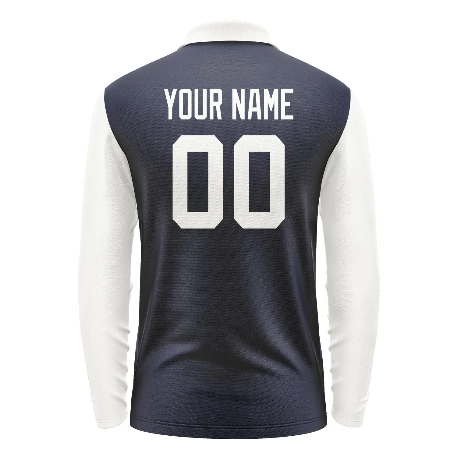 Custom Navy White Long Sleeve Polo Shirt sold by Tailorly product image thumbnail 3