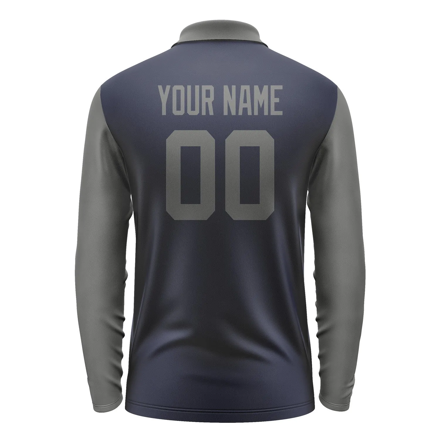 Custom Navy Dark Grey Long Sleeve Polo Shirt sold by Tailorly product image thumbnail 3