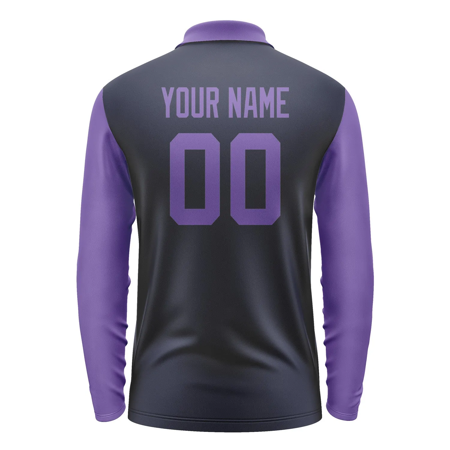 Custom Navy Light Purple Long Sleeve Polo Shirt sold by Tailorly product image thumbnail 3