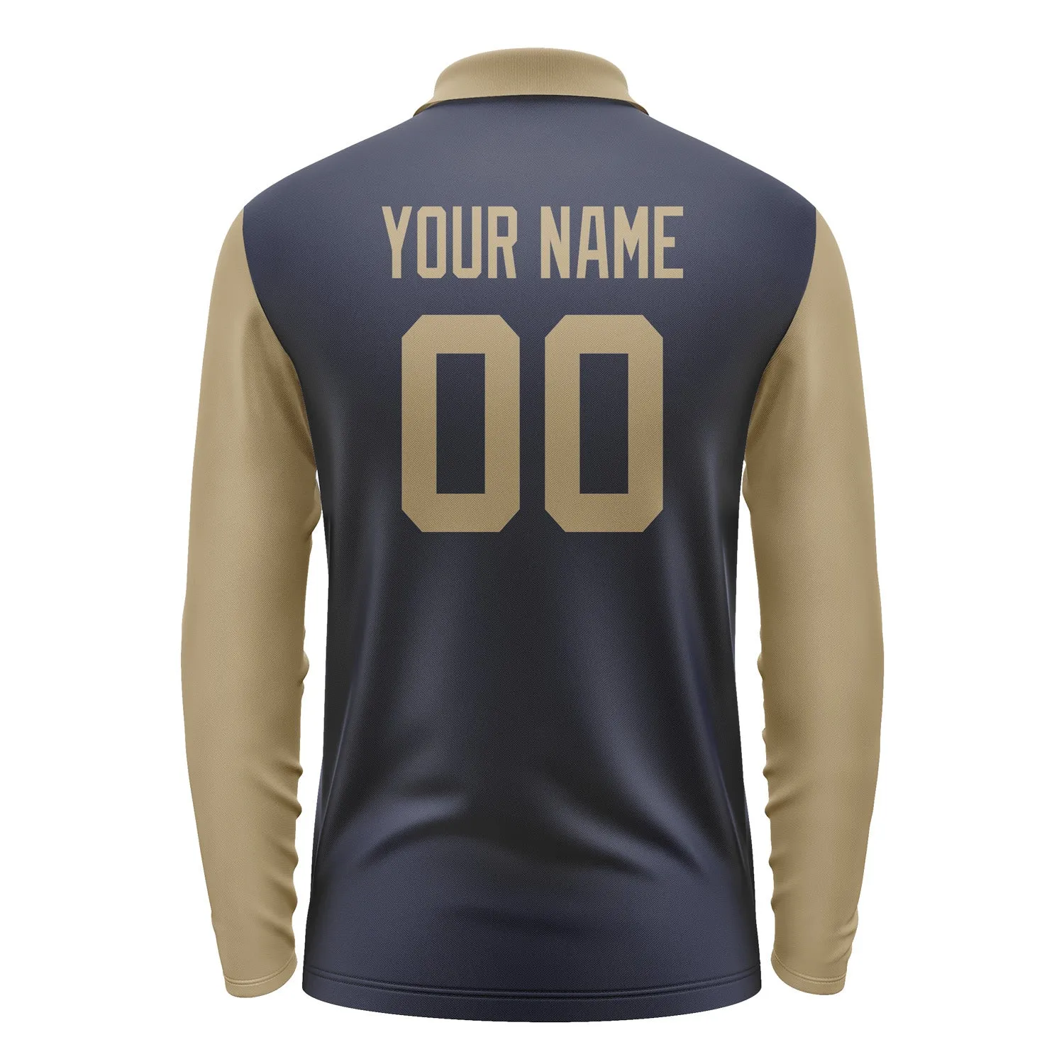 Custom Navy Light Khaki Long Sleeve Polo Shirt sold by Tailorly product image thumbnail 3