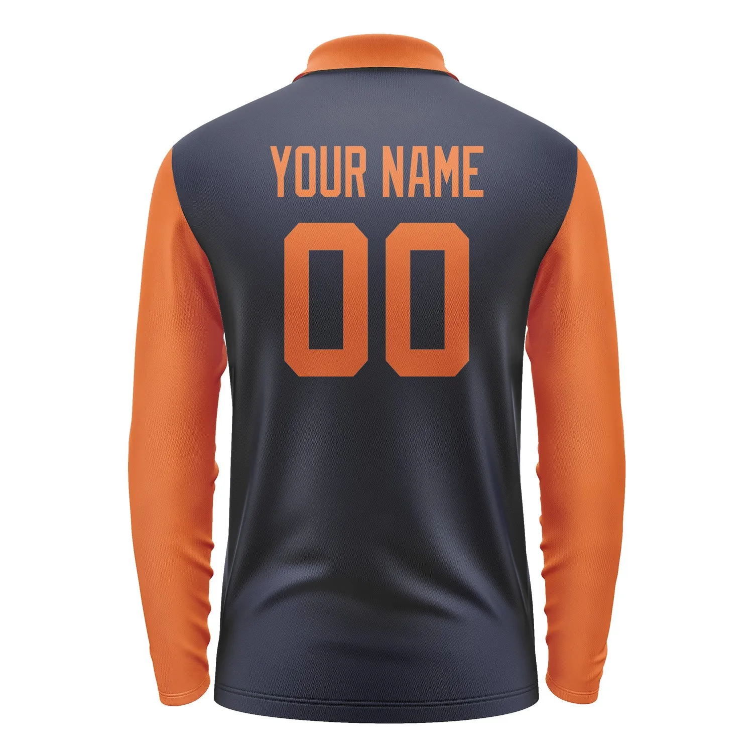 Custom Navy Orange Long Sleeve Polo Shirt sold by Tailorly product image thumbnail 3