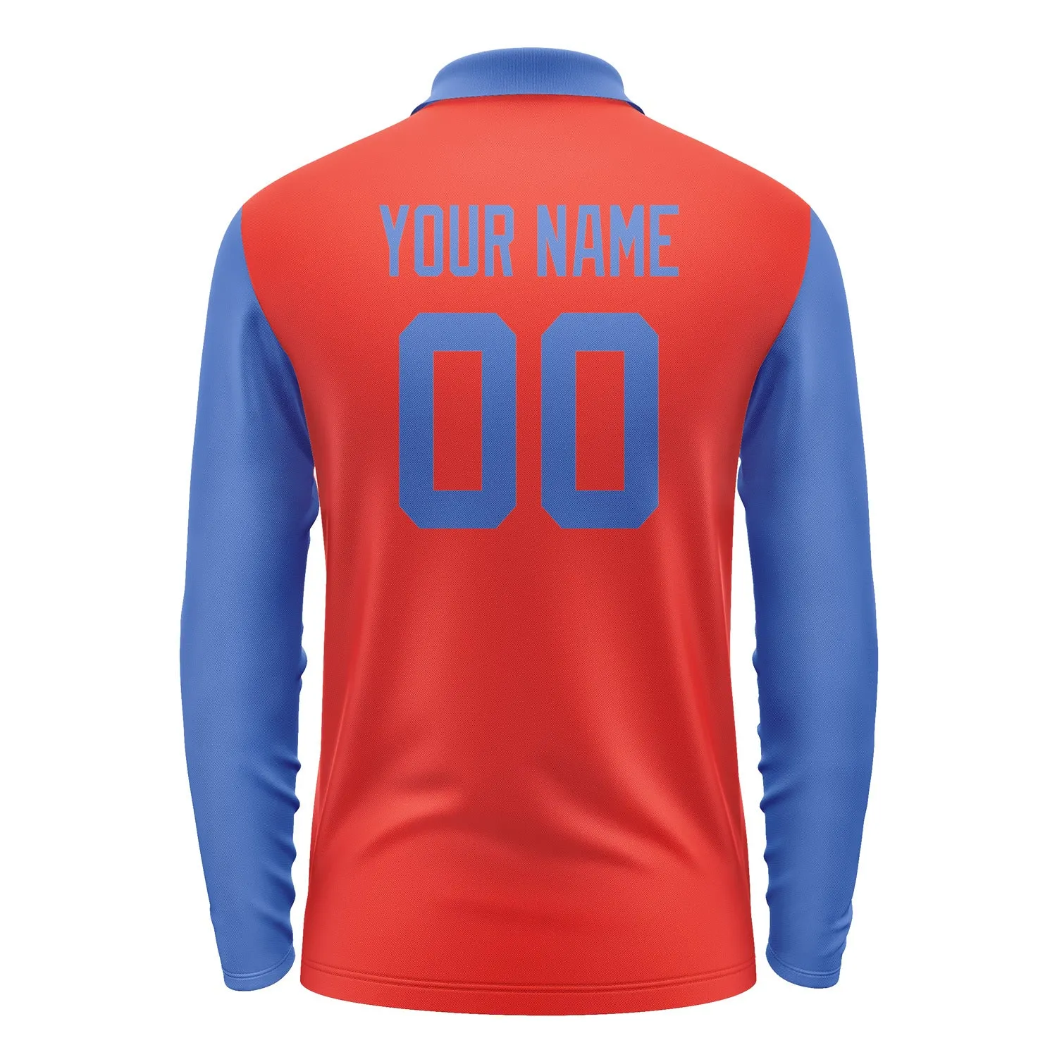 Custom Orange Red Sky Blue Long Sleeve Polo Shirt sold by Tailorly product image thumbnail 3