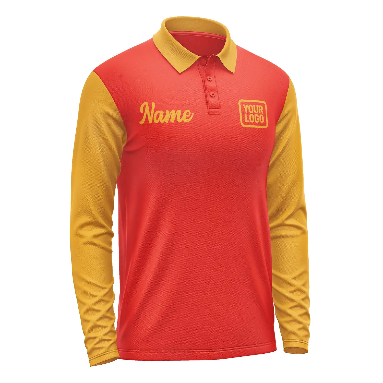Custom Orange Red Yellow Long Sleeve Polo Shirt sold by Tailorly product image thumbnail 4