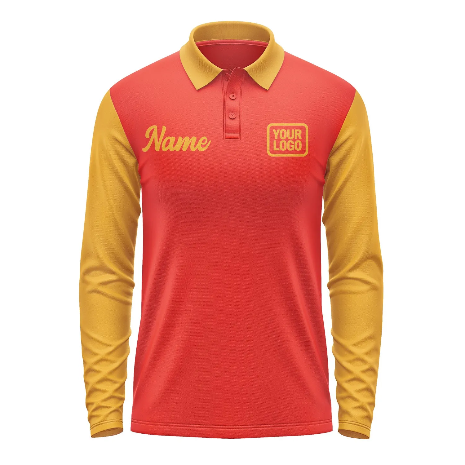 Custom Orange Red Yellow Long Sleeve Polo Shirt sold by Tailorly product image thumbnail 2