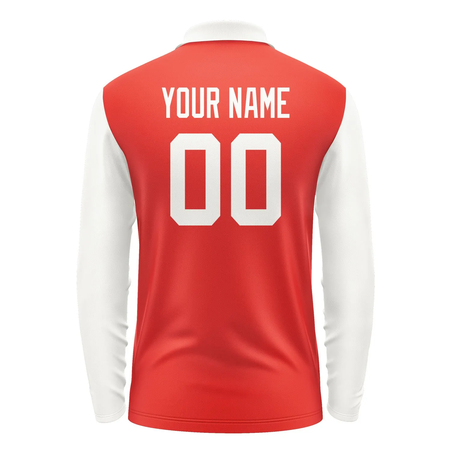 Custom Orange Red White Long Sleeve Polo Shirt sold by Tailorly product image thumbnail 3