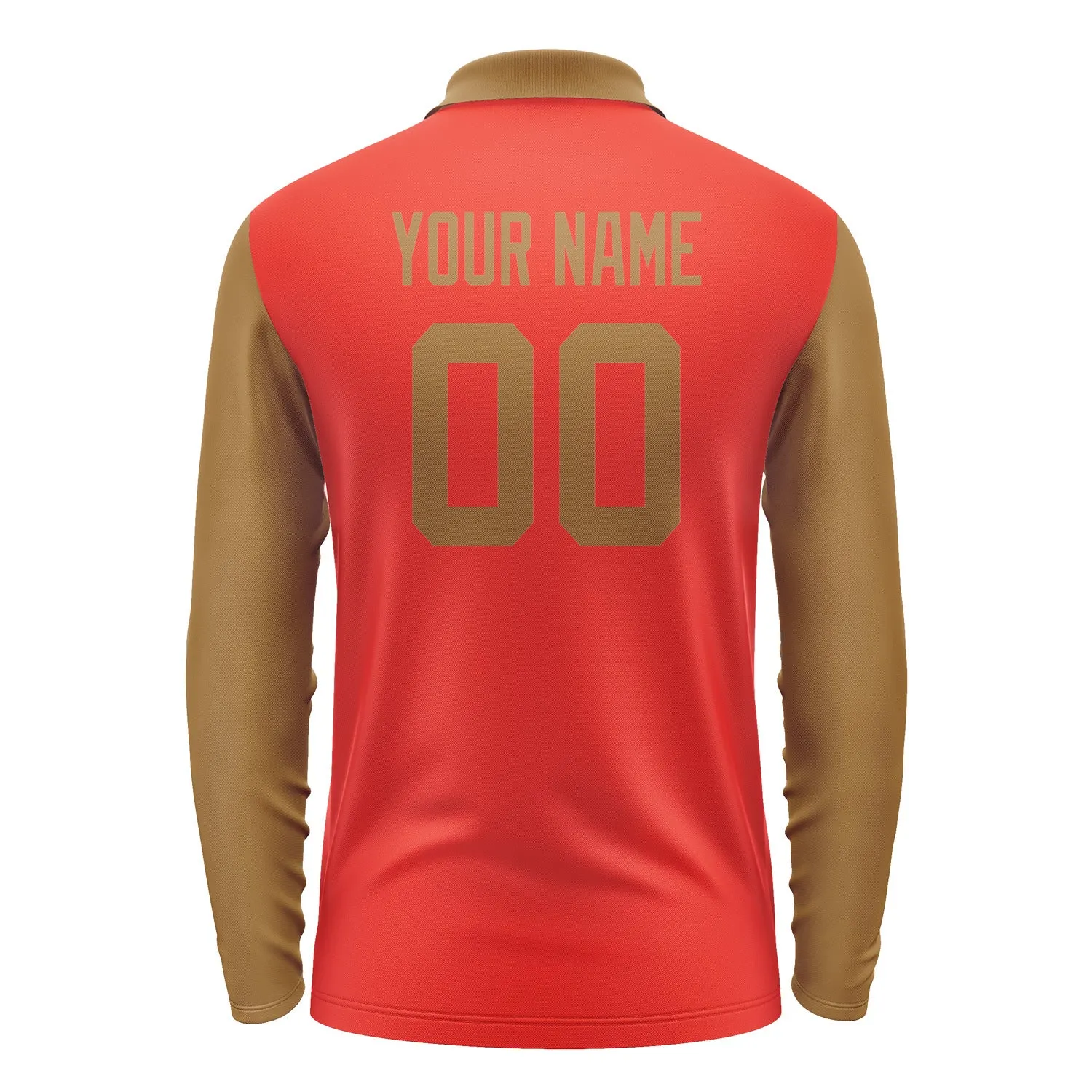 Custom Orange Red Khaki Long Sleeve Polo Shirt sold by Tailorly product image thumbnail 3