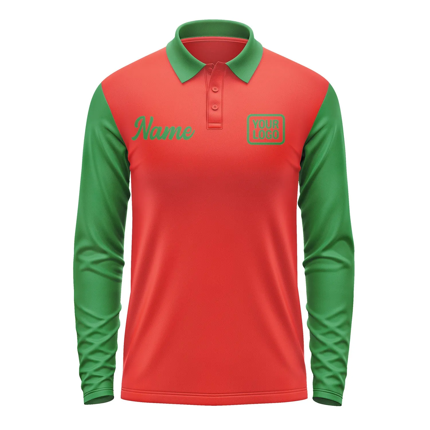 Custom Orange Red Emerald Green Long Sleeve Polo Shirt sold by Tailorly product image thumbnail 2