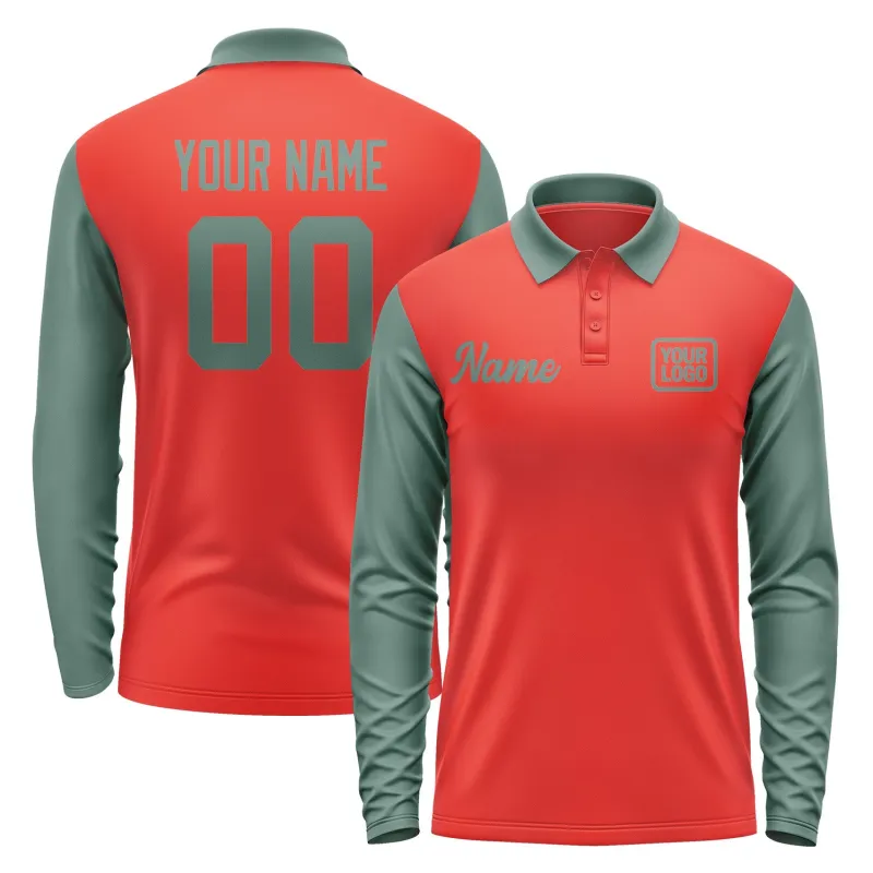 Custom Orange Red Blue Green Long Sleeve Polo Shirt sold by Tailorly