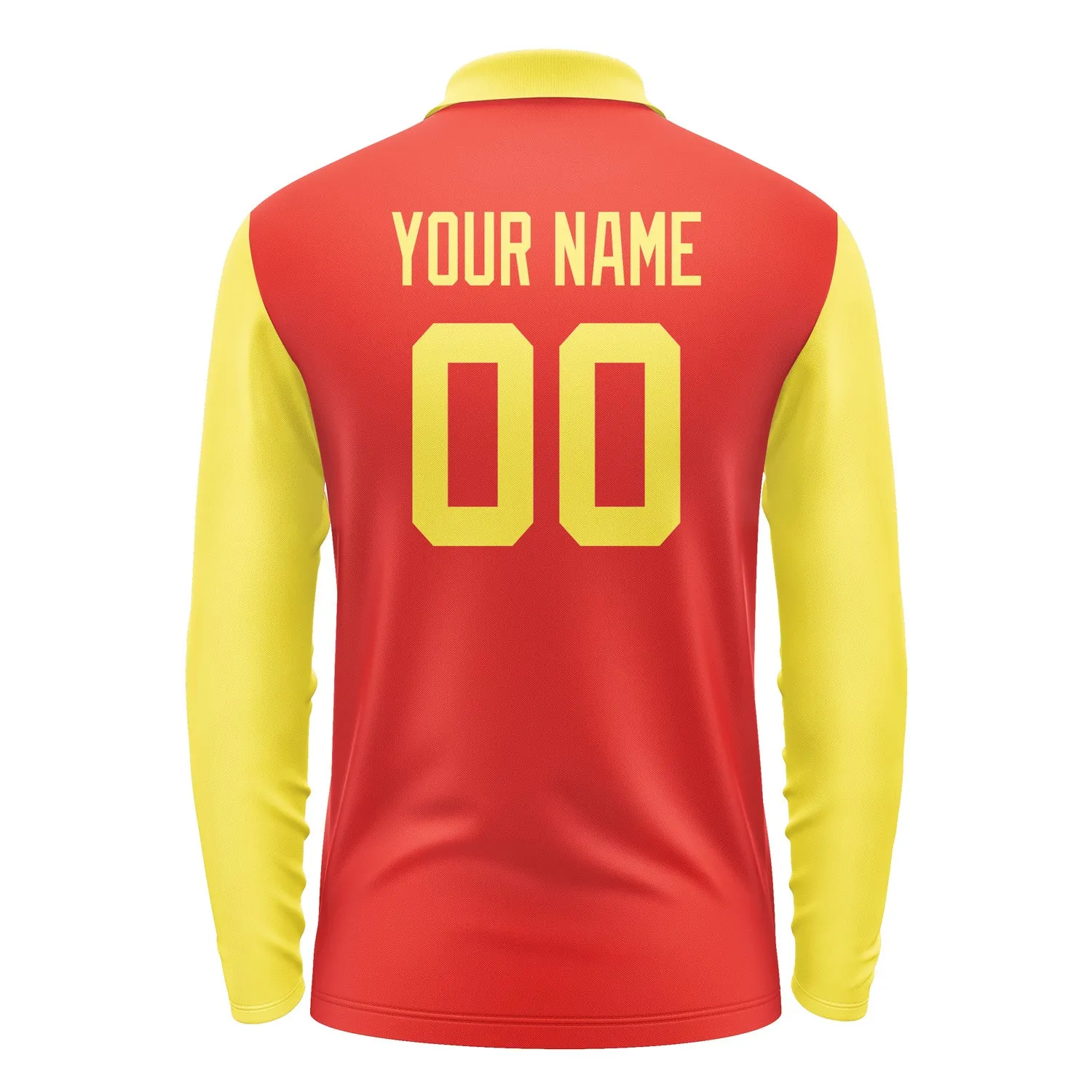 Custom Orange Red Light Yellow Long Sleeve Polo Shirt sold by Tailorly product image thumbnail 3