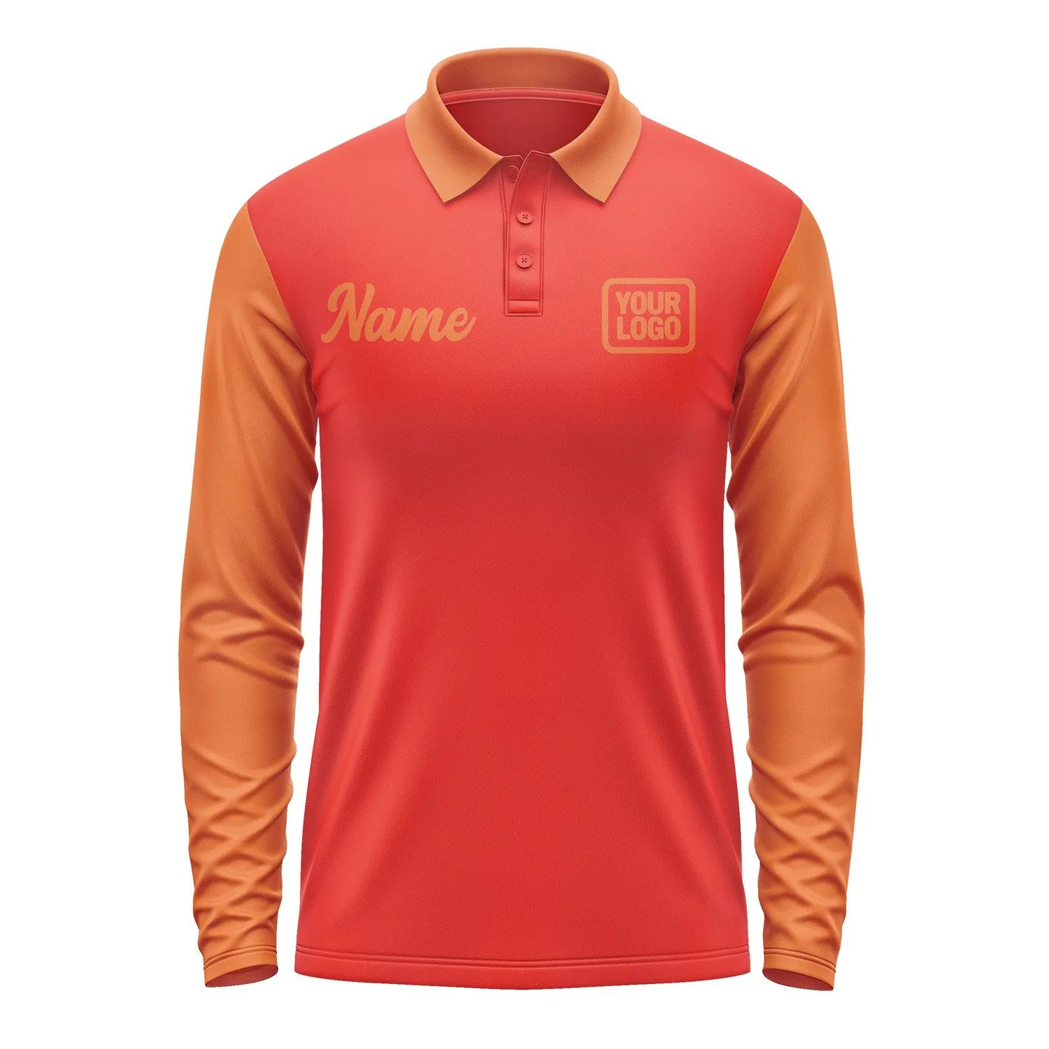 Custom Orange Red Orange Long Sleeve Polo Shirt sold by Tailorly product image thumbnail 2