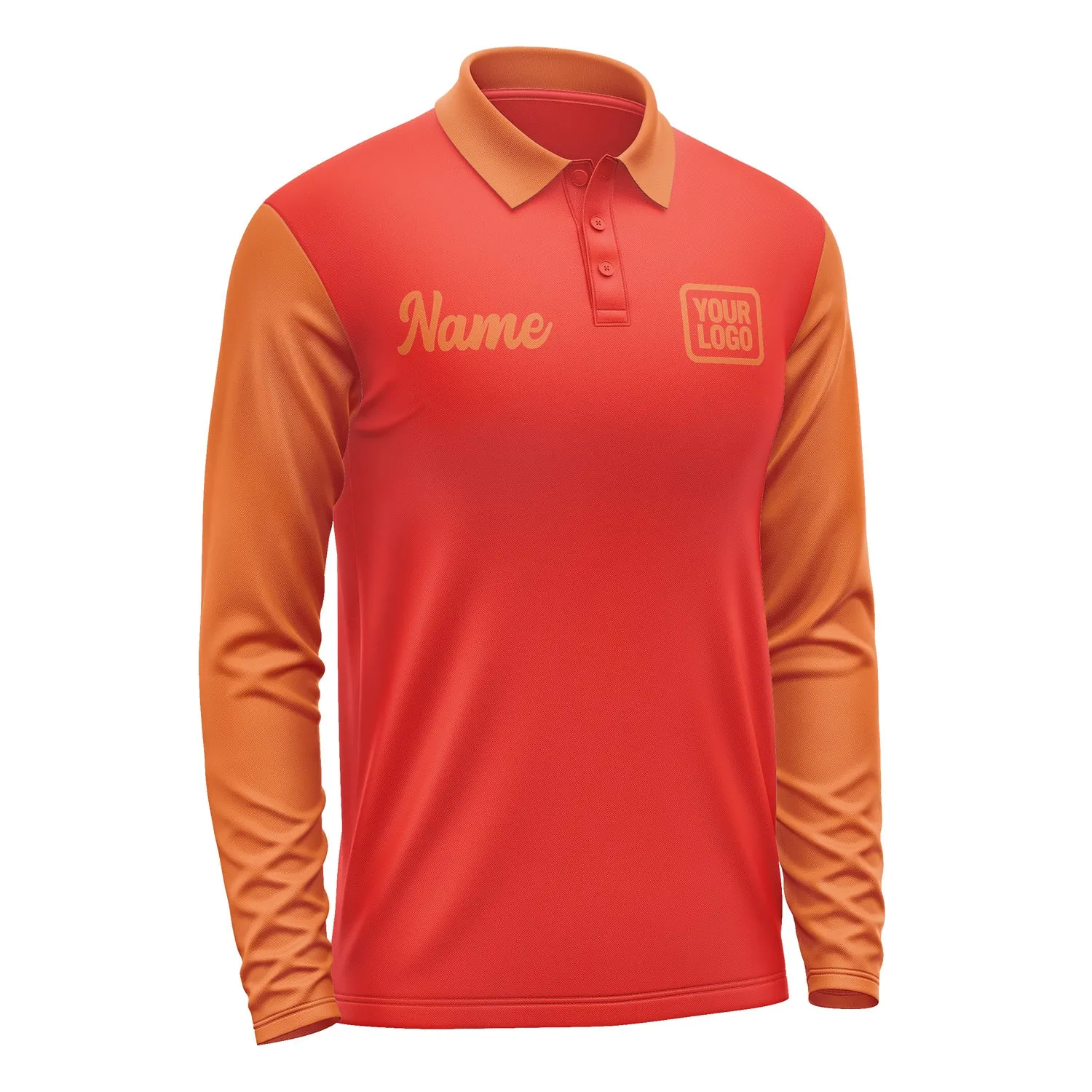Custom Orange Red Orange Long Sleeve Polo Shirt sold by Tailorly product image thumbnail 4