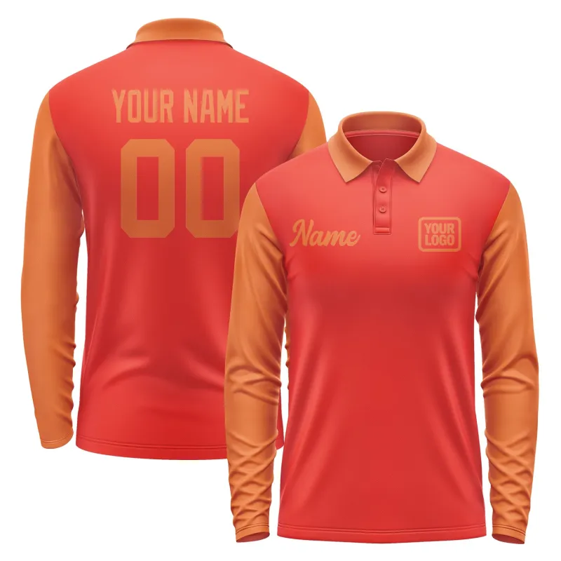 Custom Orange Red Orange Long Sleeve Polo Shirt sold by Tailorly