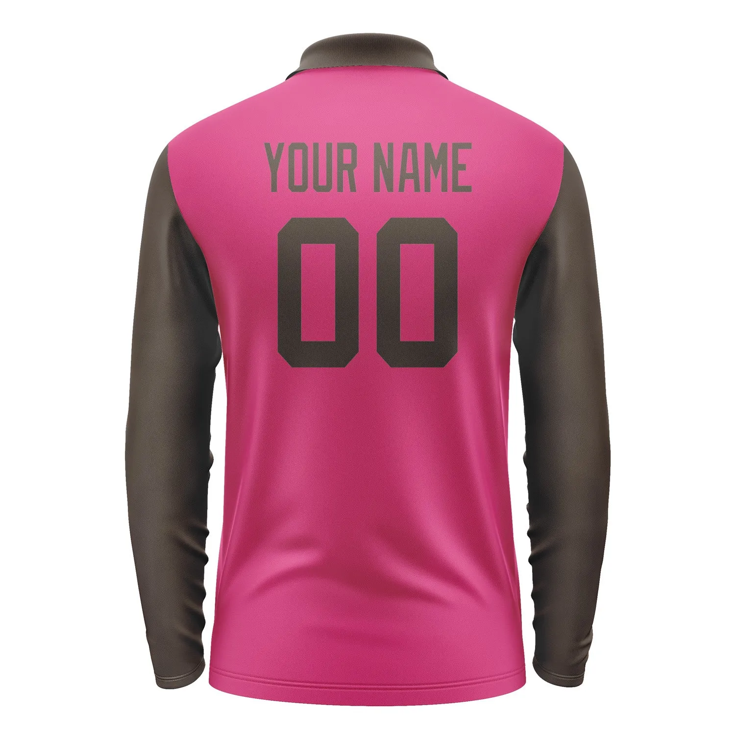 Custom Pink Brown Long Sleeve Polo Shirt sold by Tailorly product image thumbnail 3