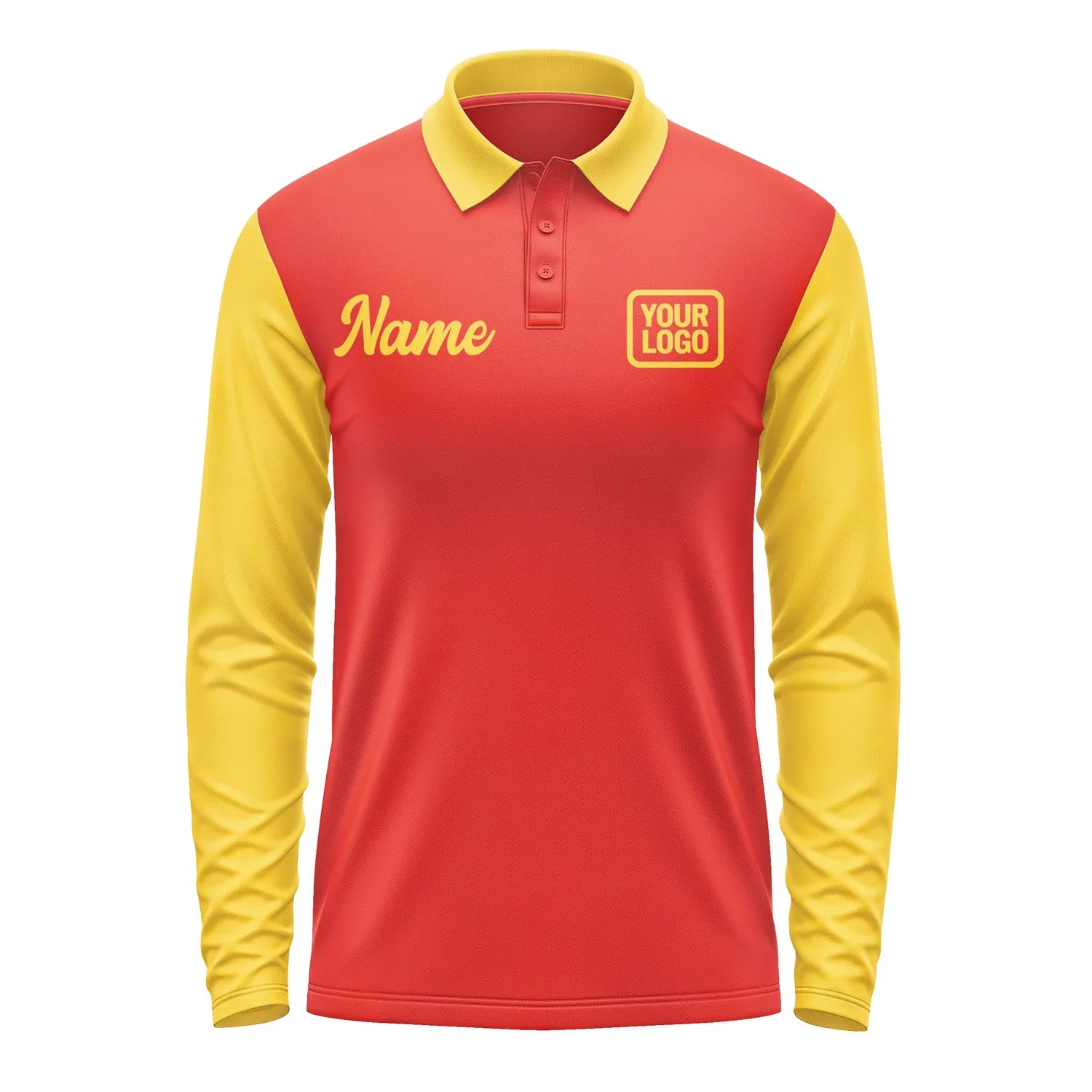 Custom Orange Red Gold Long Sleeve Polo Shirt sold by Tailorly product image thumbnail 2