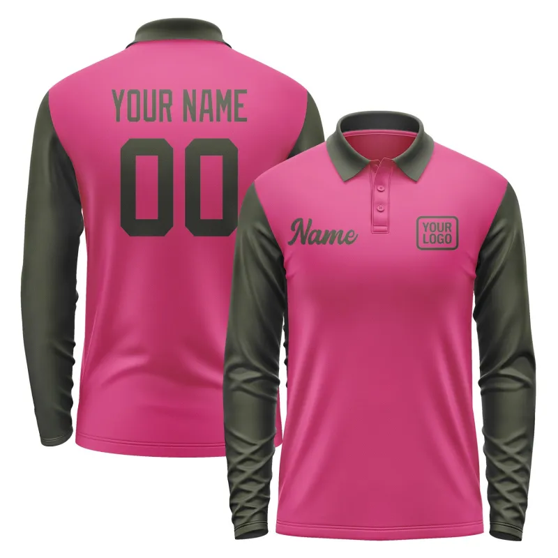 Custom Pink Olive Long Sleeve Polo Shirt sold by Tailorly