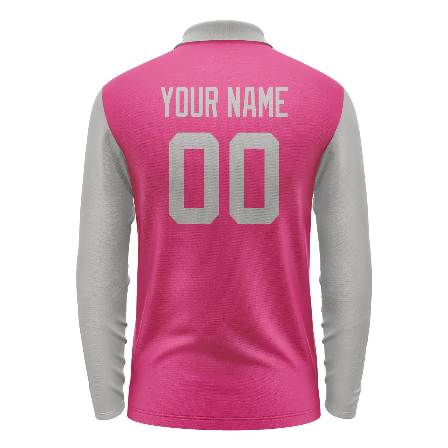 Custom Pink Gray Long Sleeve Polo Shirt sold by Tailorly product image thumbnail 3