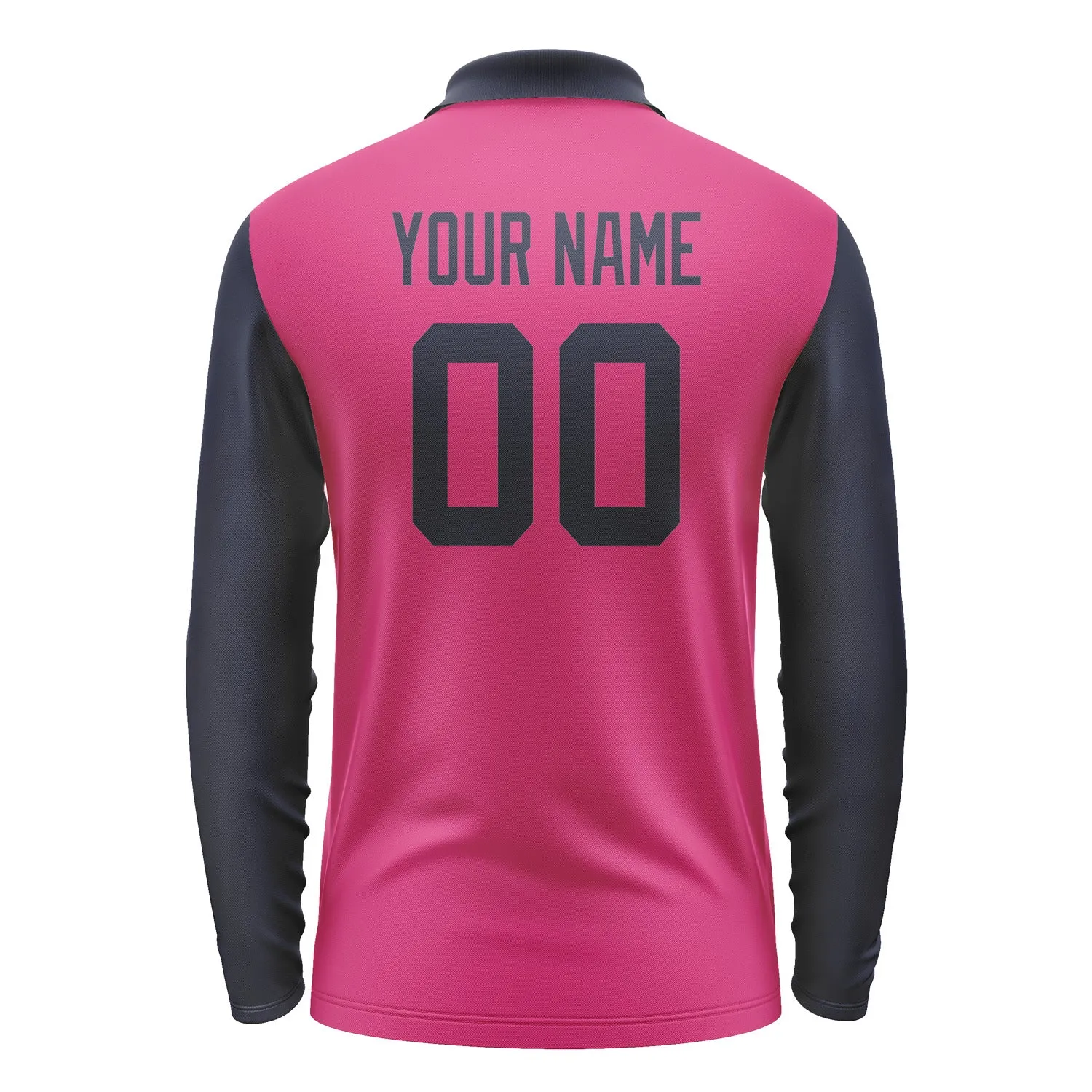 Custom Pink Navy Long Sleeve Polo Shirt sold by Tailorly product image thumbnail 3