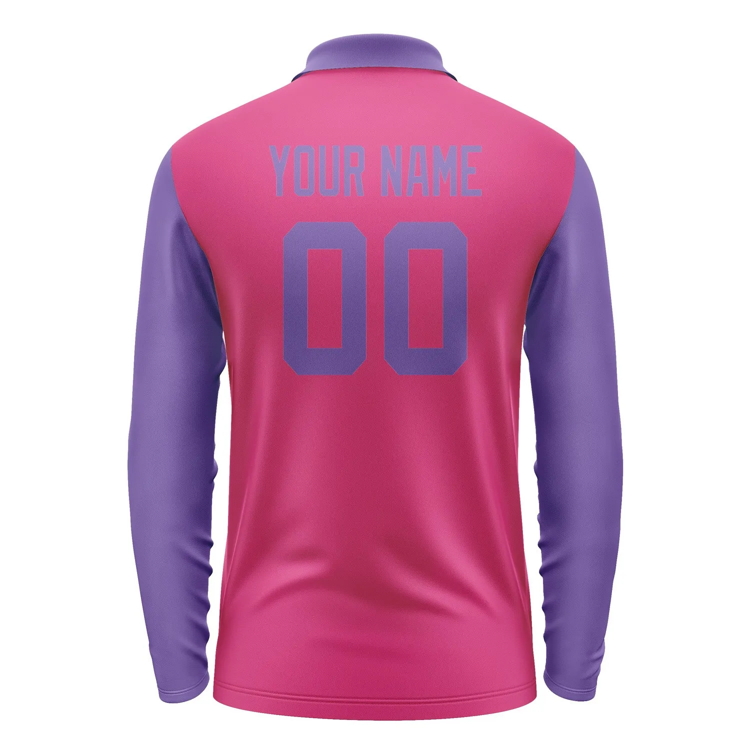 Custom Pink Light Purple Long Sleeve Polo Shirt sold by Tailorly product image thumbnail 3