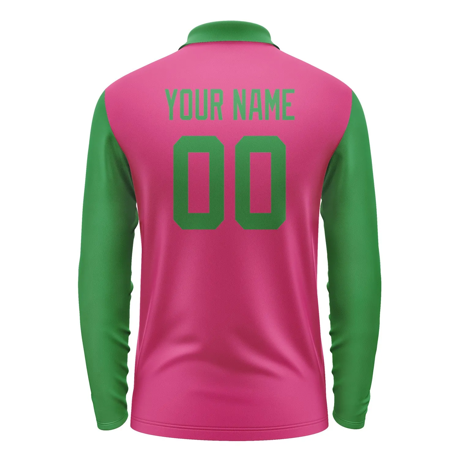 Custom Pink Emerald Green Long Sleeve Polo Shirt sold by Tailorly product image thumbnail 3