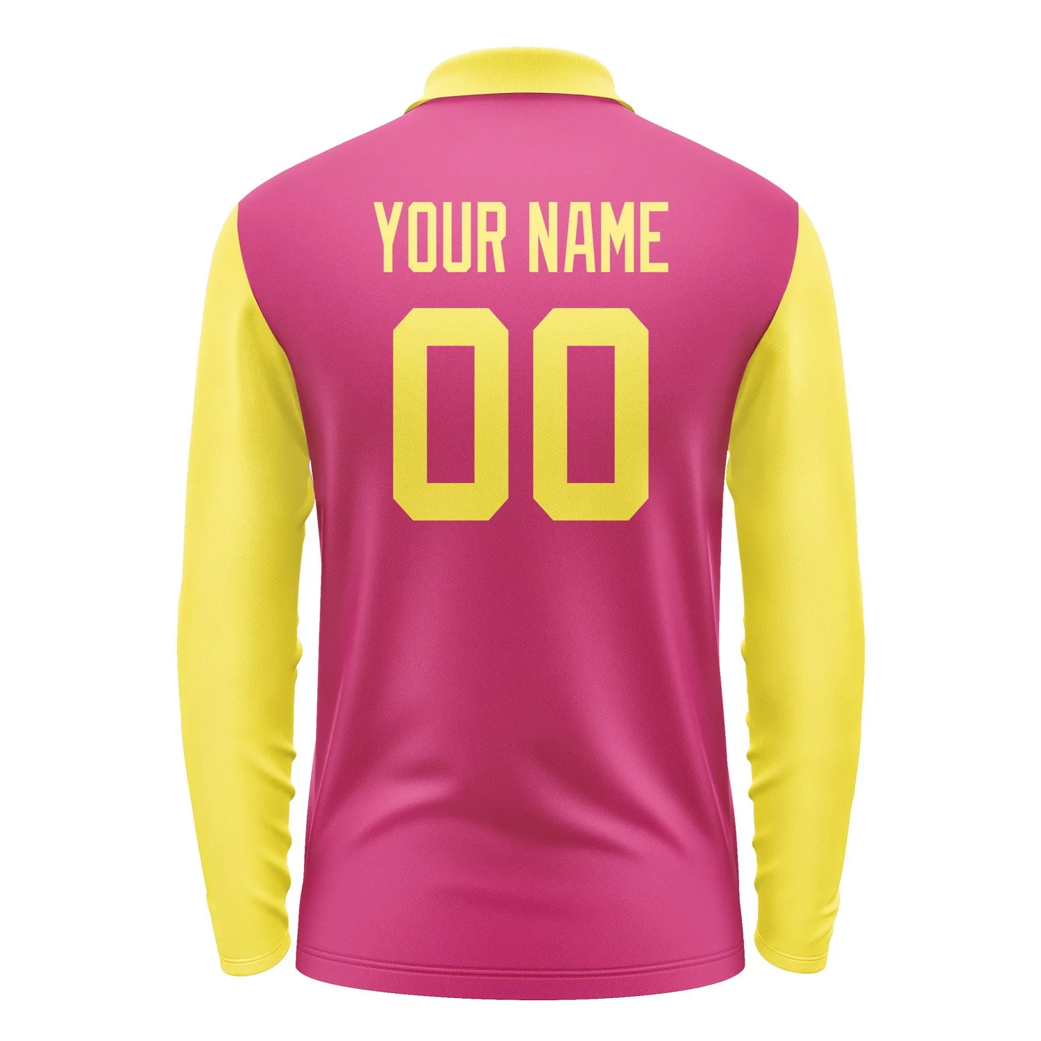 Custom Pink Light Yellow Long Sleeve Polo Shirt sold by Tailorly product image thumbnail 3