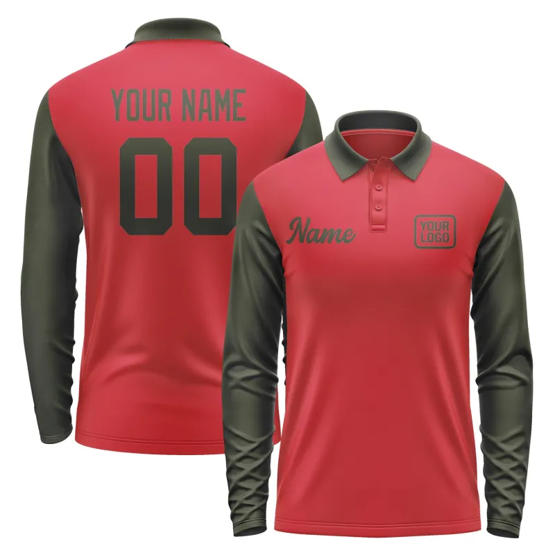 Custom Red Olive Long Sleeve Polo Shirt sold by Tailorly
