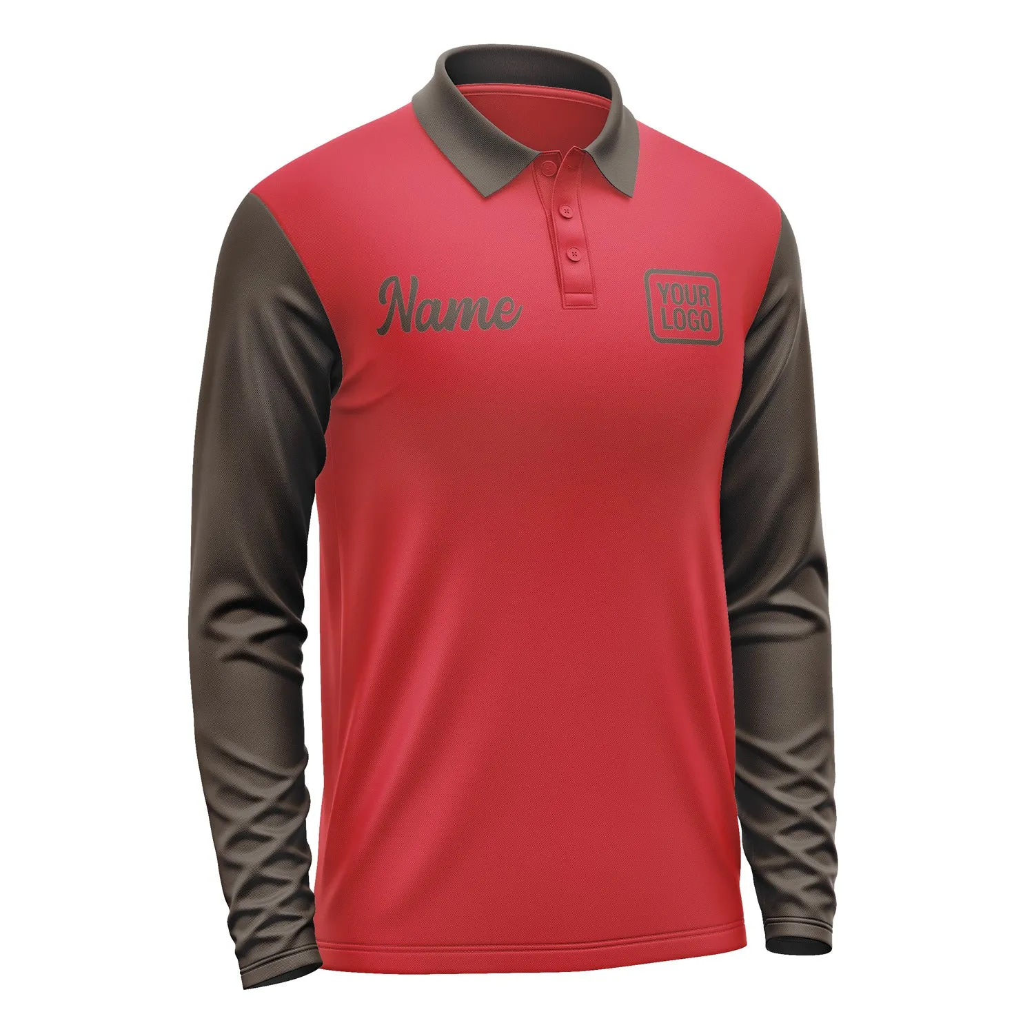 Custom Red Brown Long Sleeve Polo Shirt sold by Tailorly product image thumbnail 4