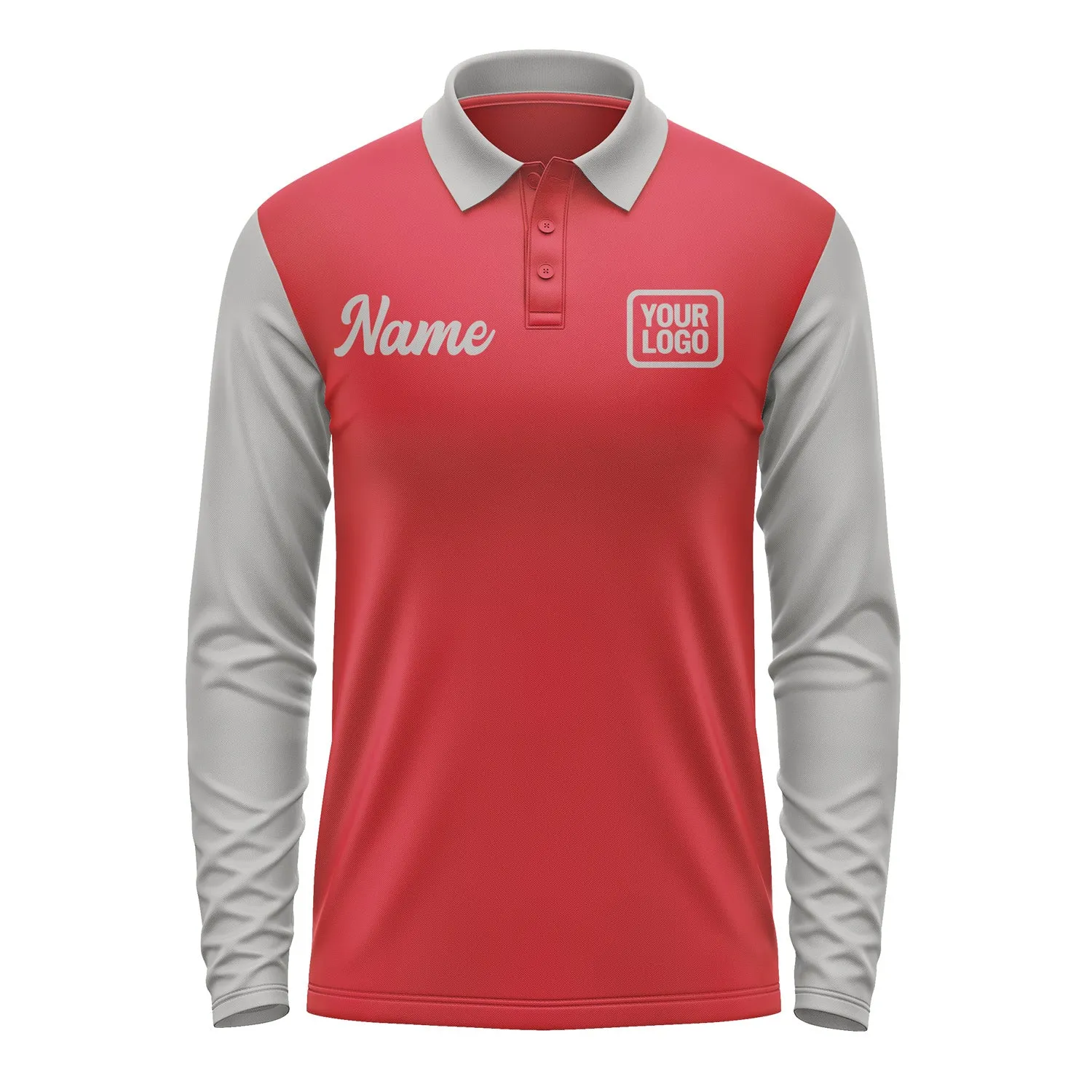 Custom Red Gray Long Sleeve Polo Shirt sold by Tailorly product image thumbnail 2