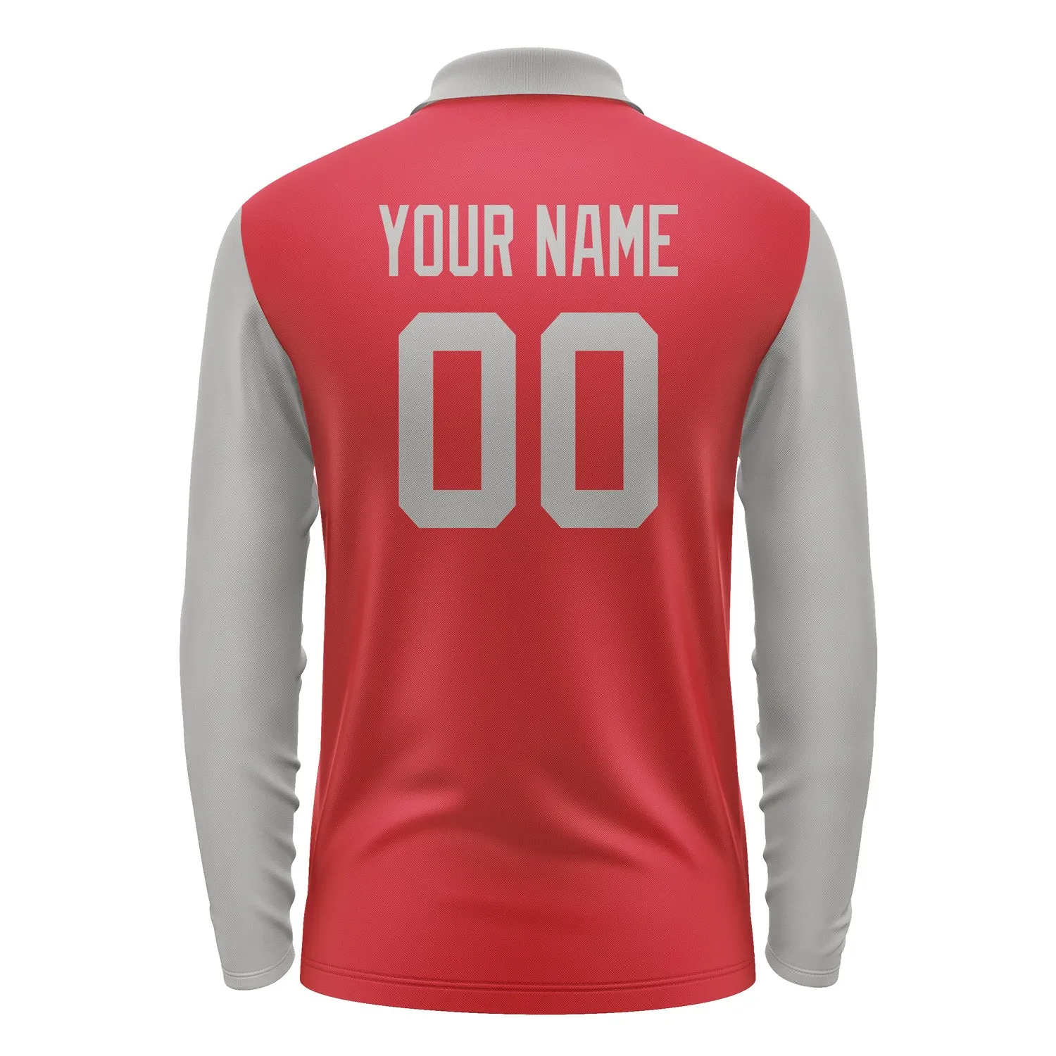 Custom Red Gray Long Sleeve Polo Shirt sold by Tailorly product image thumbnail 3