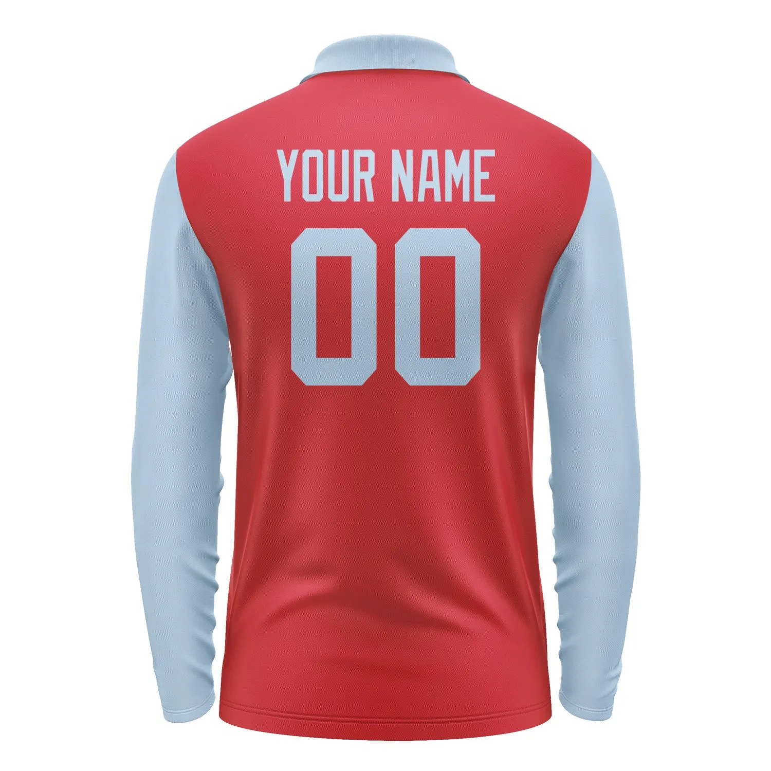 Custom Red Light Blue Long Sleeve Polo Shirt sold by Tailorly product image thumbnail 3