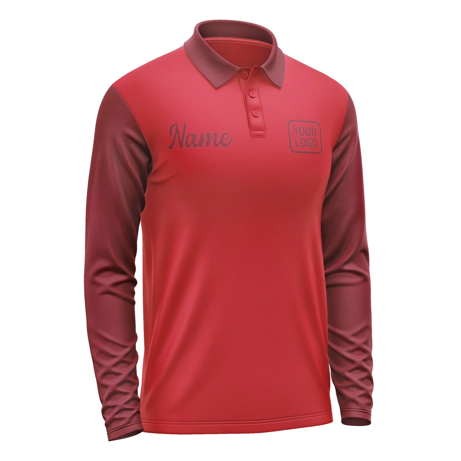 Custom Red Crimson Red Long Sleeve Polo Shirt sold by Tailorly product image thumbnail 4