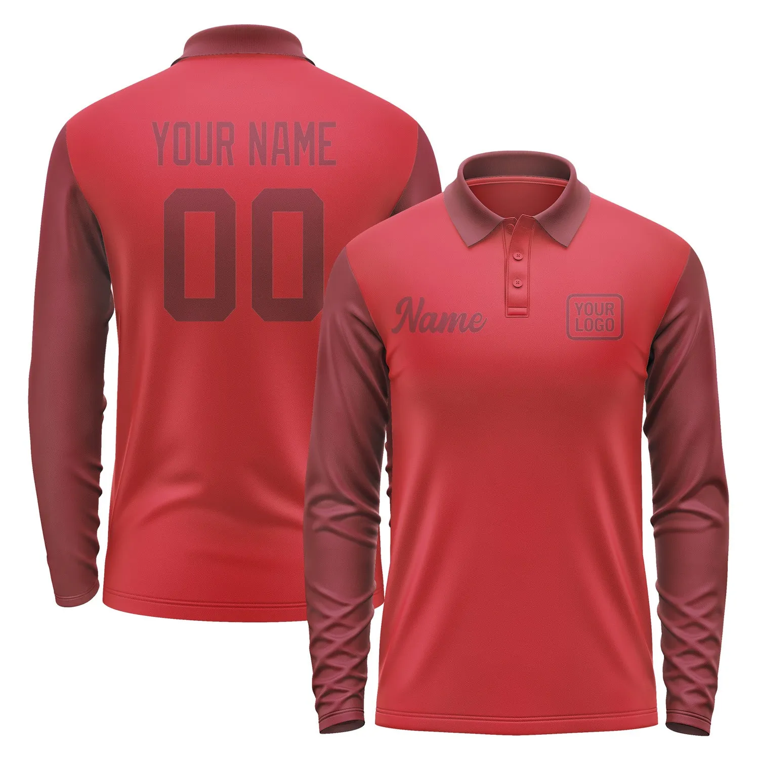 Custom Red Crimson Red Long Sleeve Polo Shirt sold by Tailorly