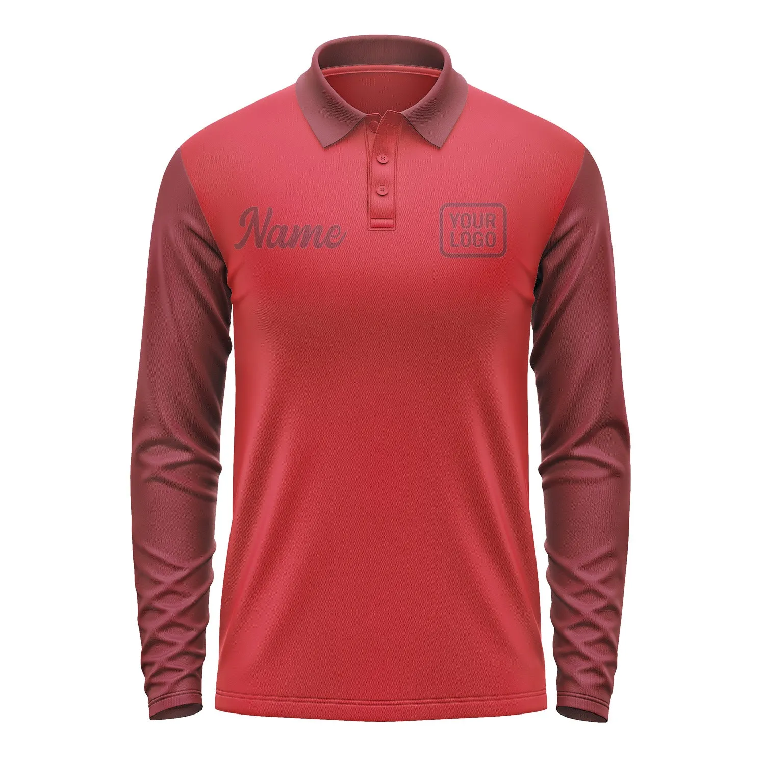 Custom Red Crimson Red Long Sleeve Polo Shirt sold by Tailorly product image thumbnail 2