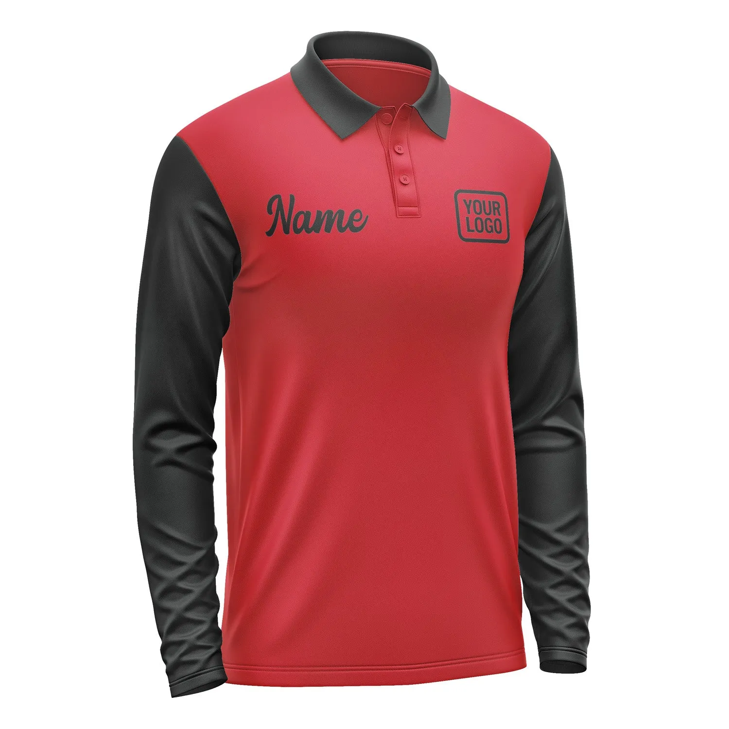 Custom Red Black Long Sleeve Polo Shirt sold by Tailorly product image thumbnail 4