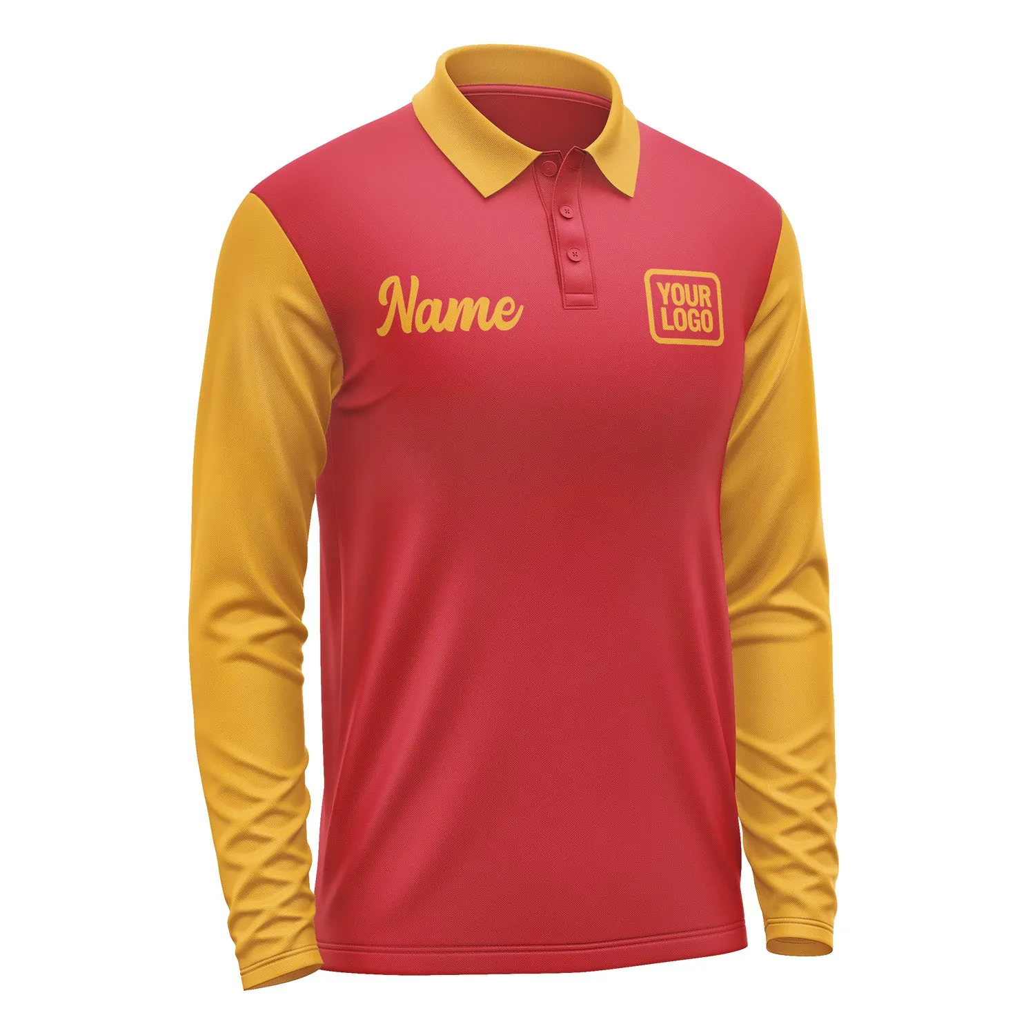 Custom Red Yellow Long Sleeve Polo Shirt sold by Tailorly product image thumbnail 4